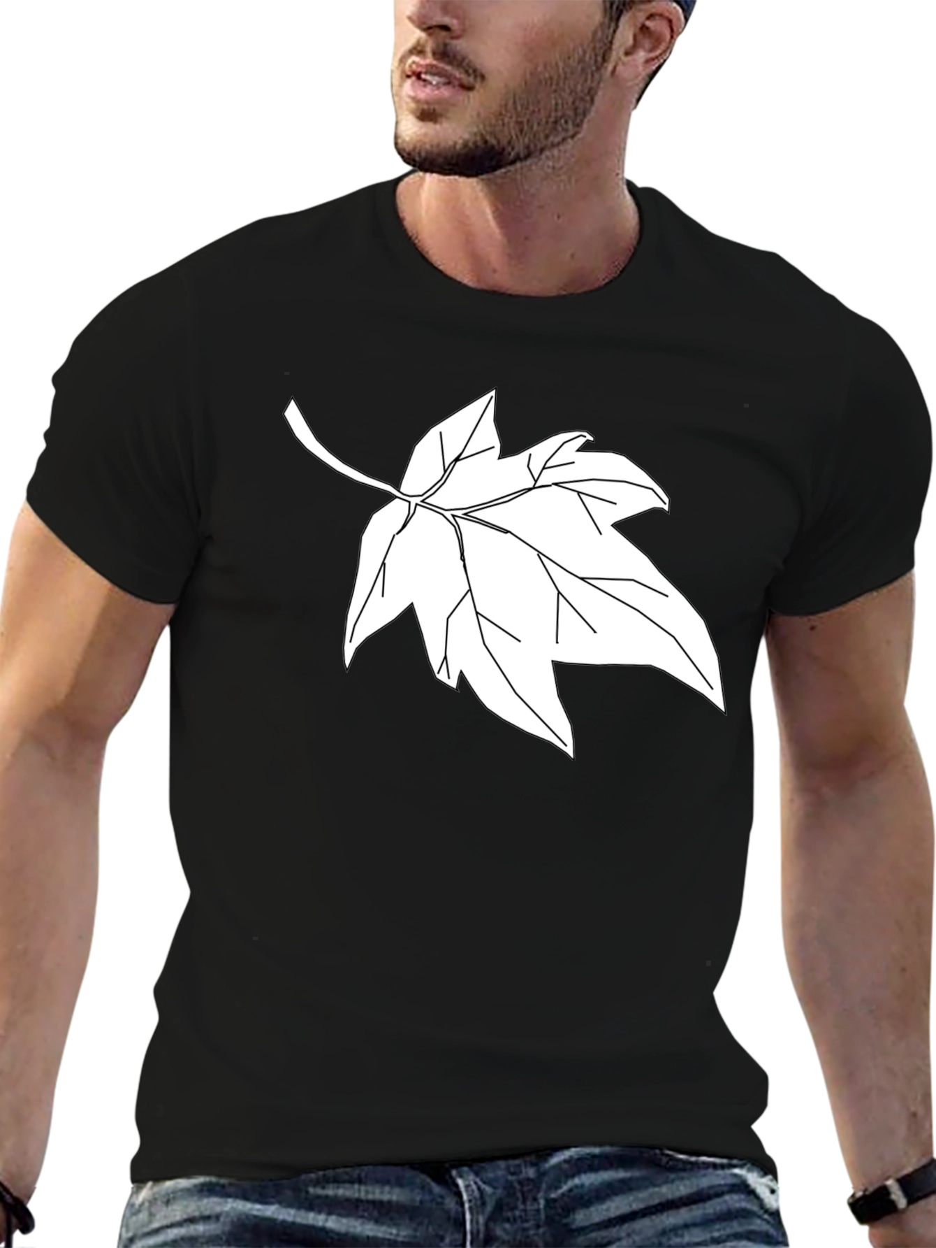 Maple Leaf Graphic Tee - Stylish Black Cotton Comfort
