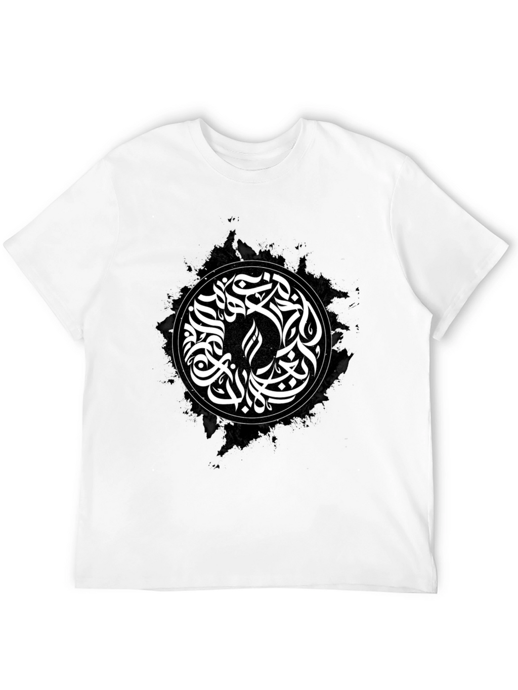 Abstract Calligraphy Graphic T-Shirt - Black