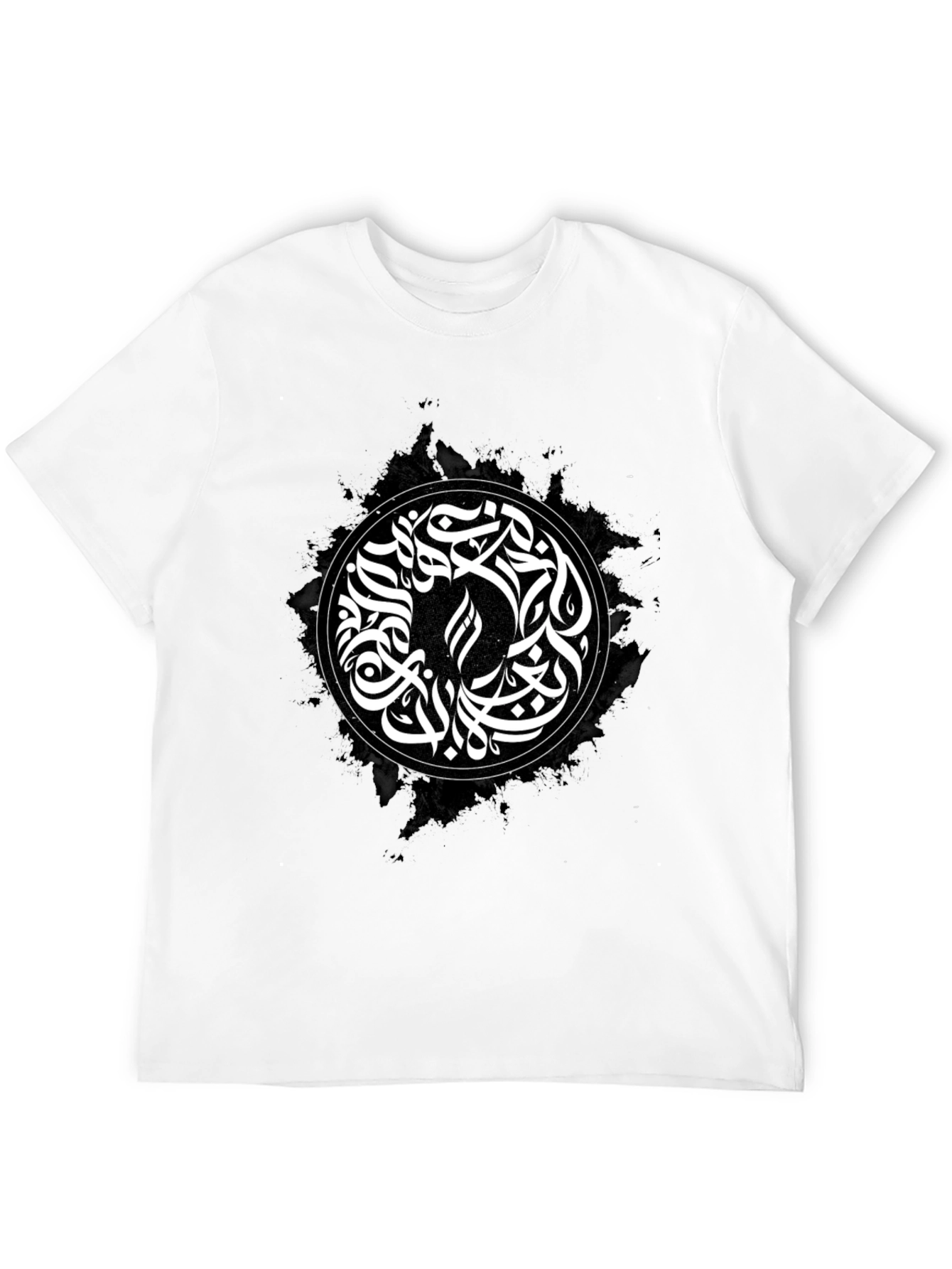 Abstract Calligraphy Graphic T-Shirt - Black