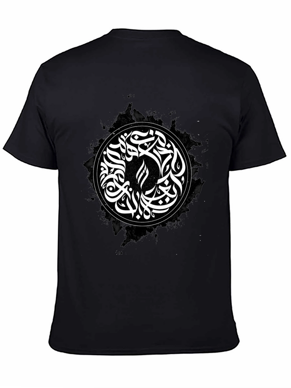 Abstract Calligraphy Graphic T-Shirt - Black