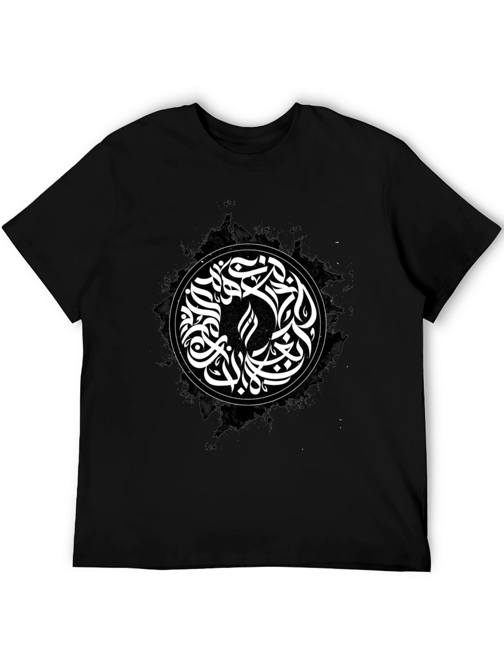 Abstract Calligraphy Graphic T-Shirt - Black