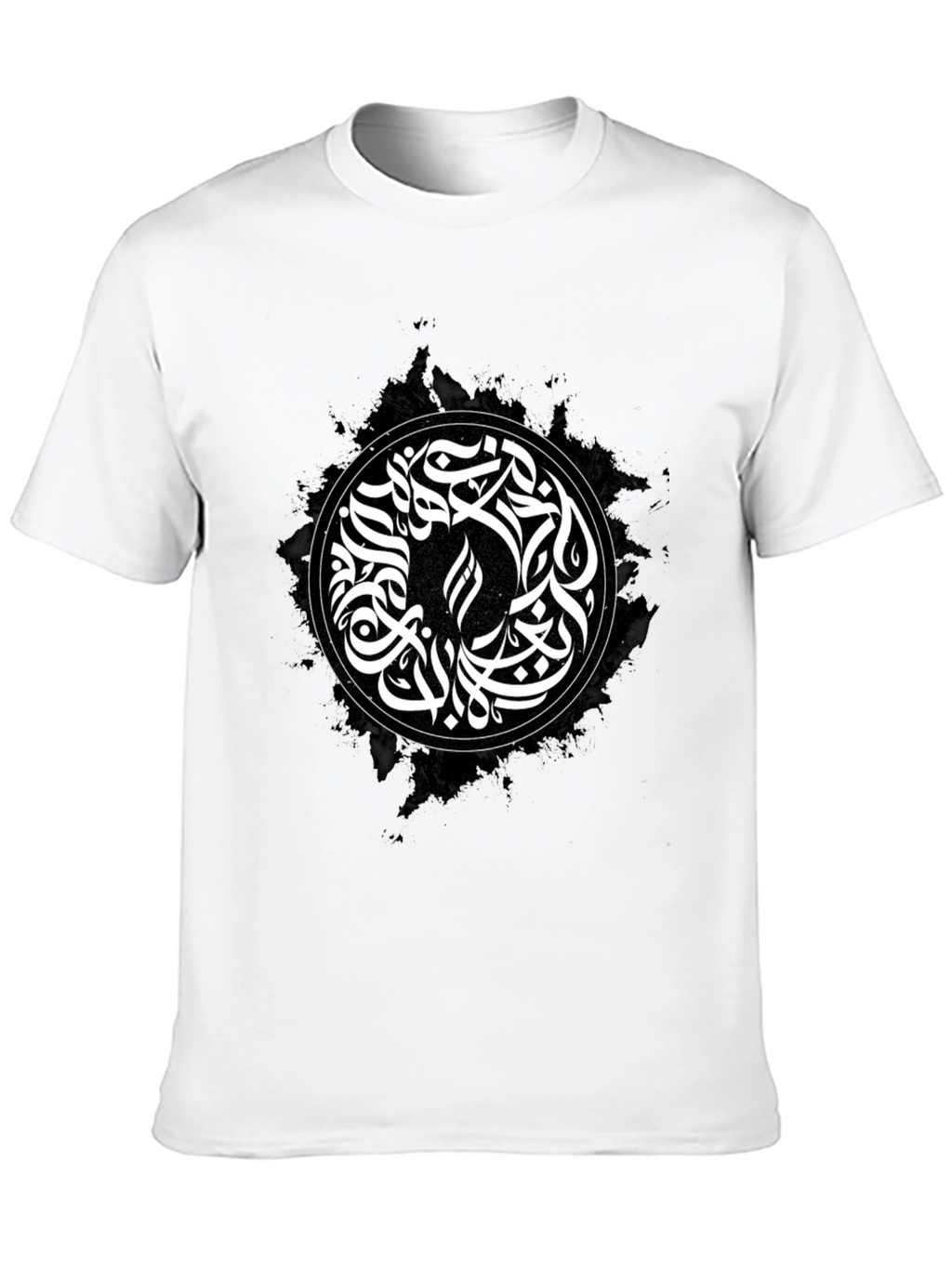 Abstract Calligraphy Graphic T-Shirt - Black