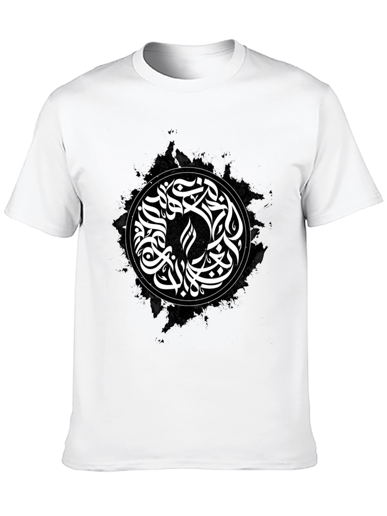 Abstract Calligraphy Graphic T-Shirt - Black