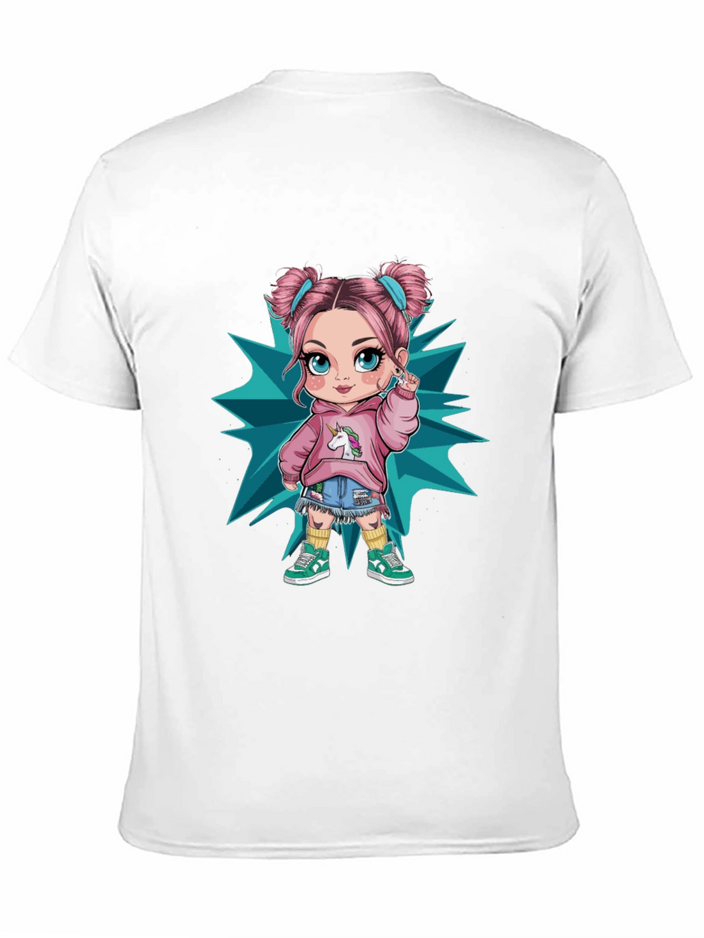 Cartoon Girl Graphic Black T-Shirt