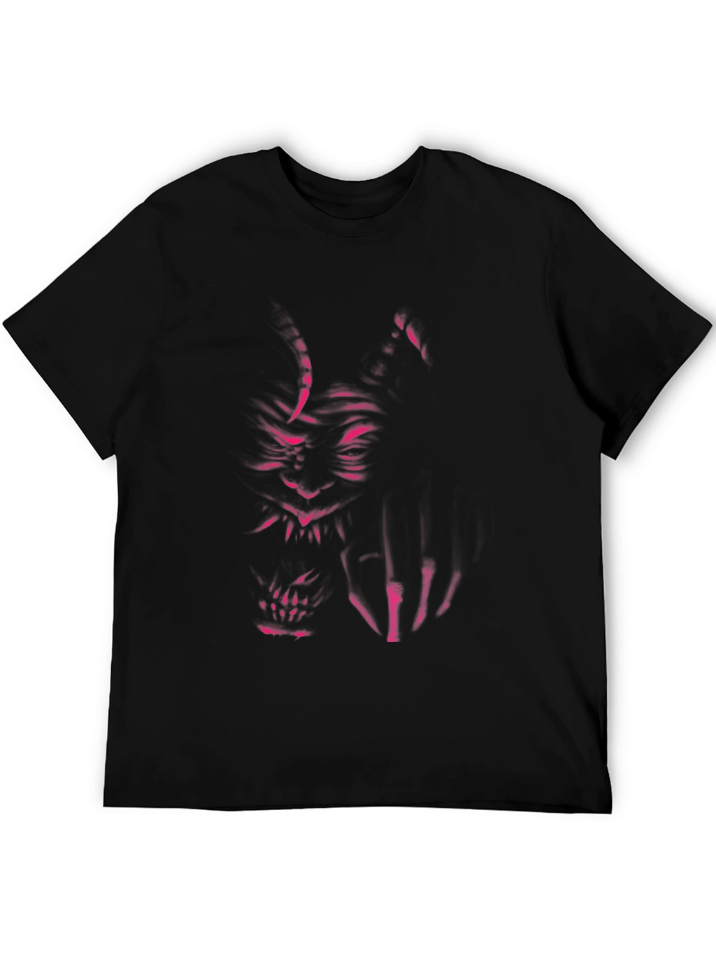 Mens Black T-Shirt with Oni Demon Graphic