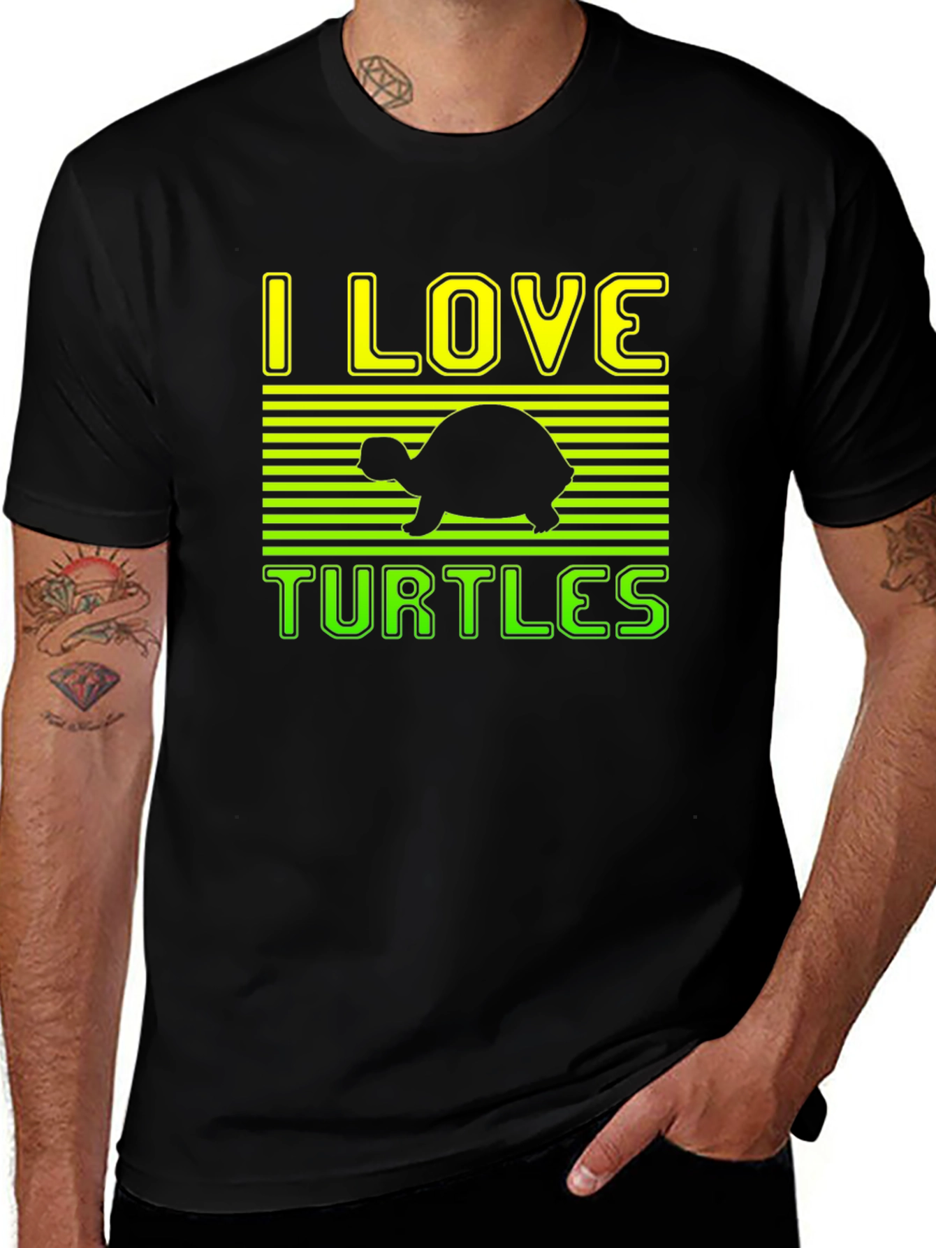 I Love Turtles Graphic Tee - Soft Cotton Blend