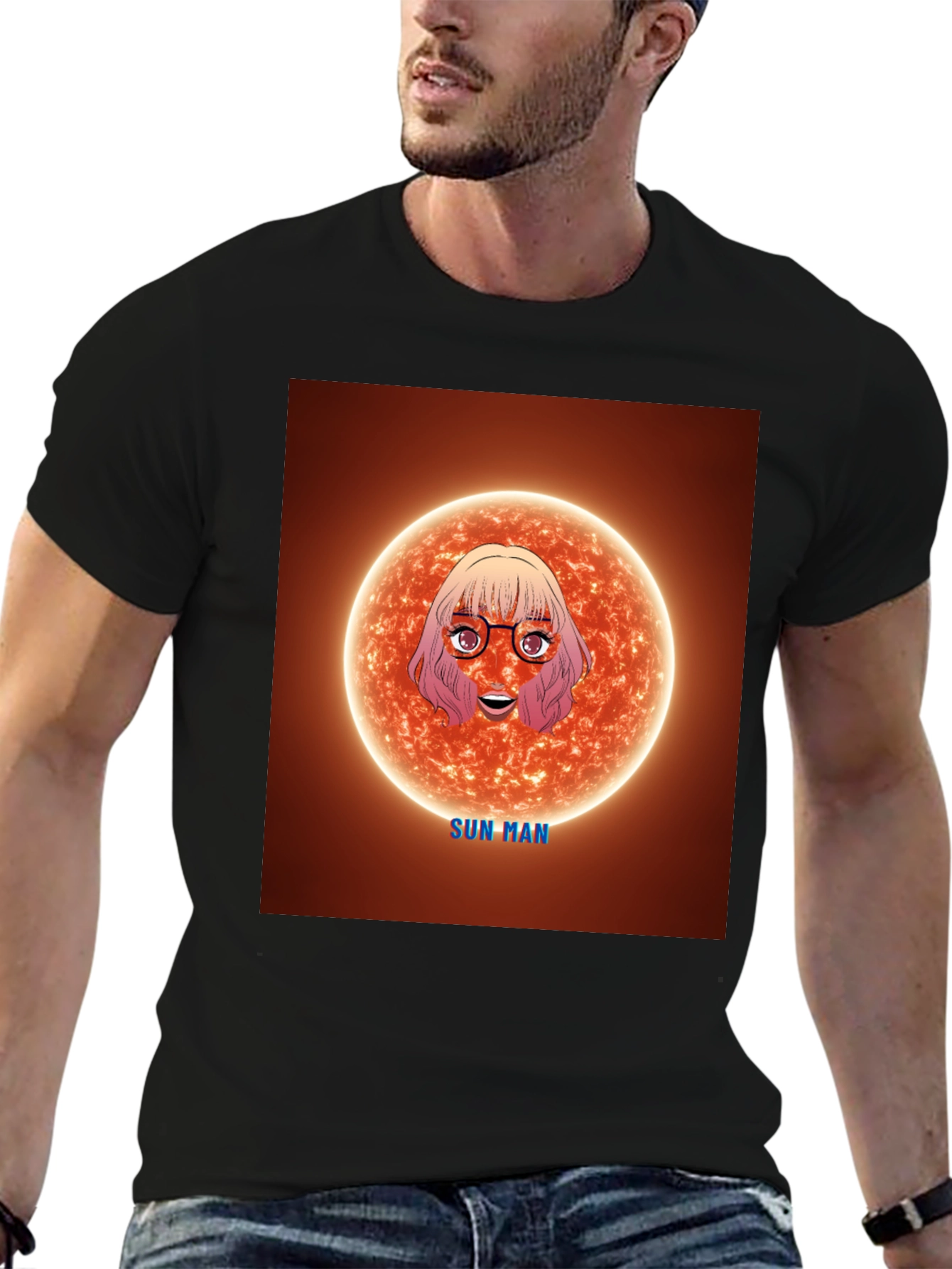 Sun Man Graphic Tee - Unique Cartoon Design