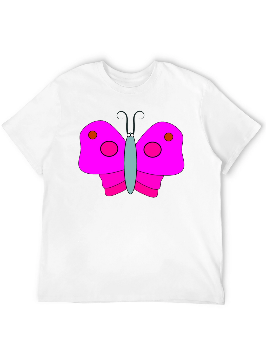 Pink Butterfly Graphic Black T-Shirt