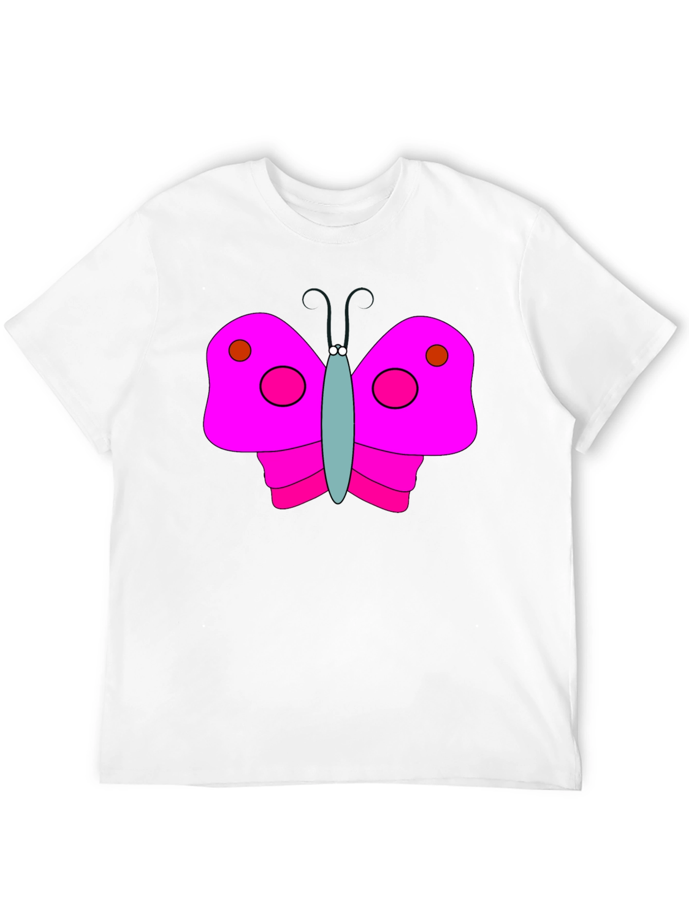 Pink Butterfly Graphic Black T-Shirt