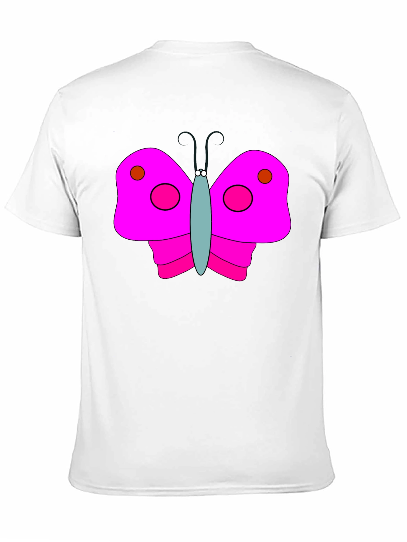 Pink Butterfly Graphic Black T-Shirt