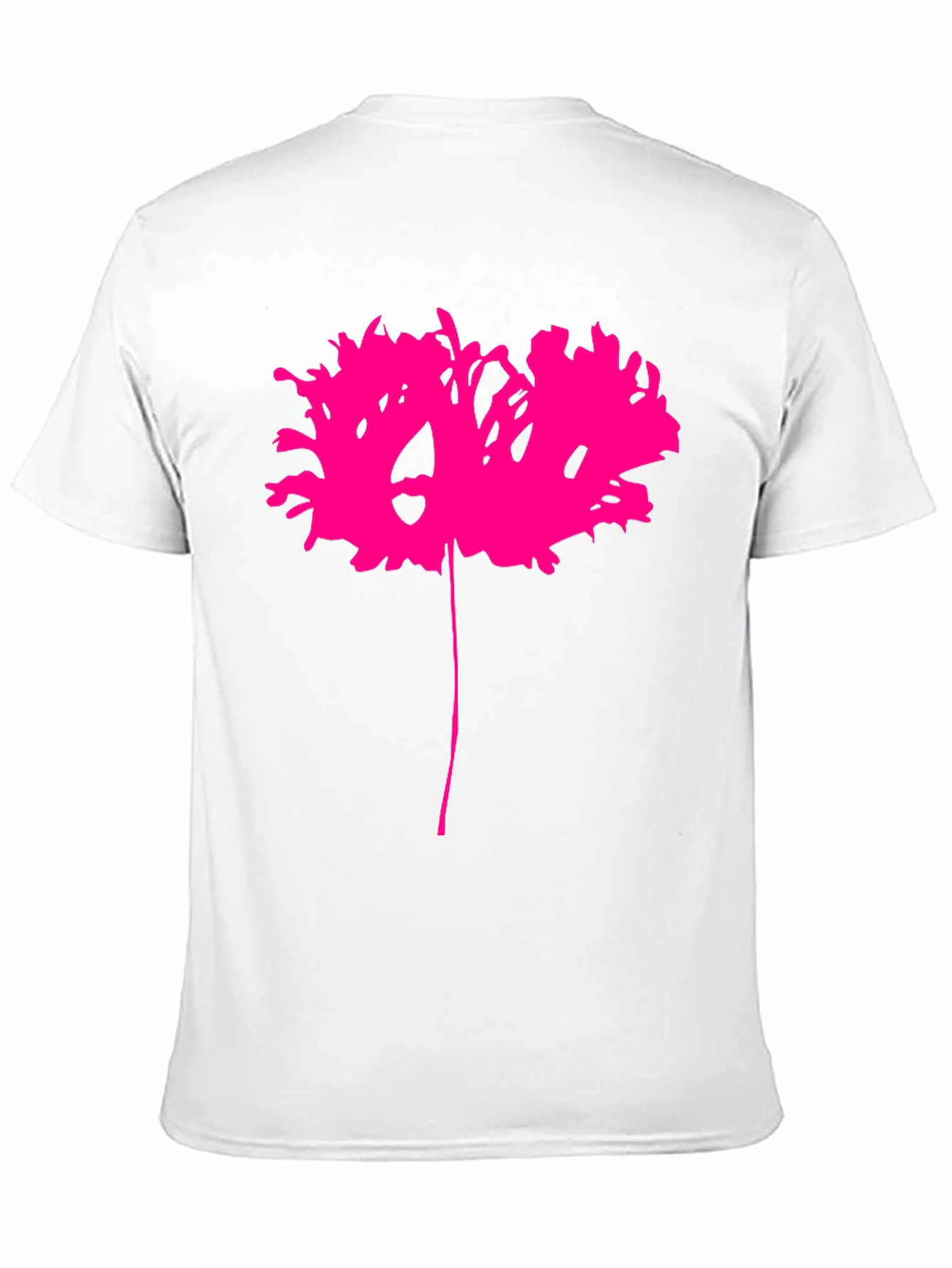 Black T-Shirt with Abstract Pink Flower Design