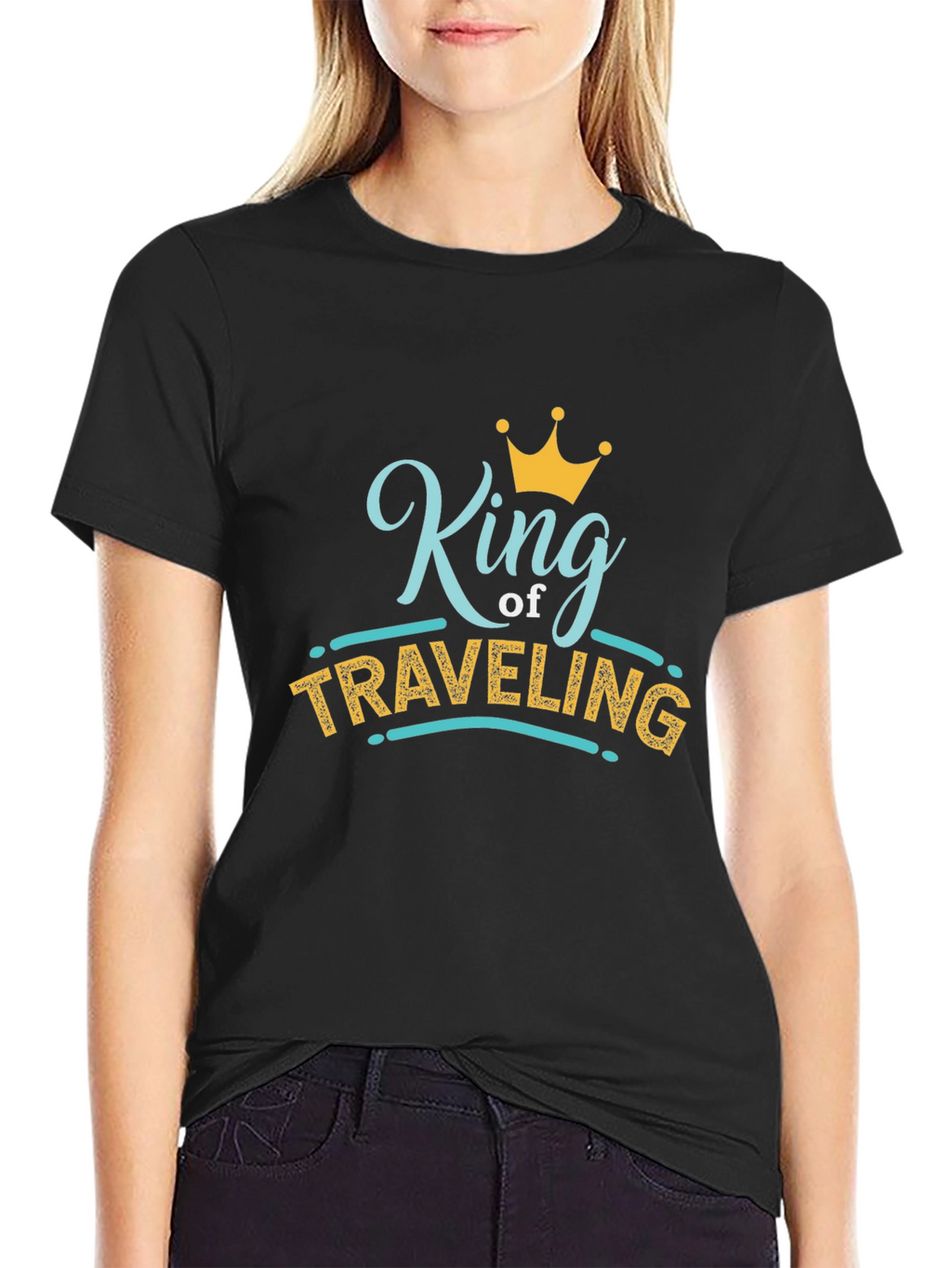 King of Traveling Black Graphic T-Shirt