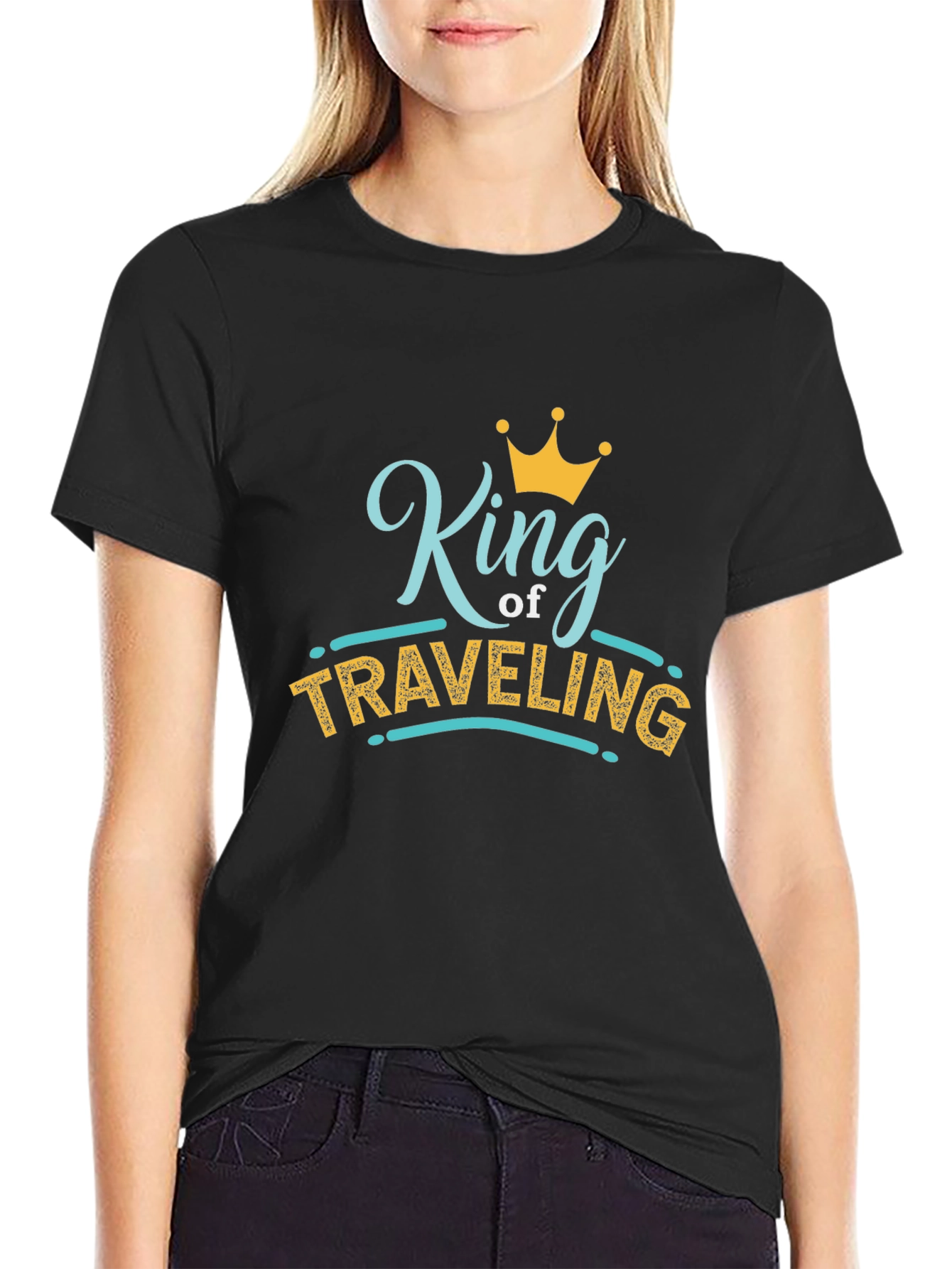 King of Traveling Black Graphic T-Shirt