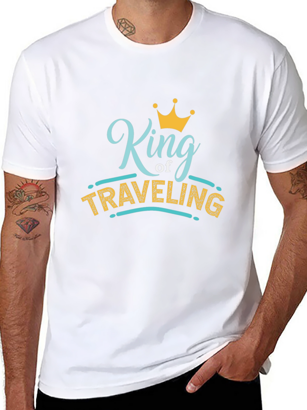 King of Traveling Black Graphic T-Shirt