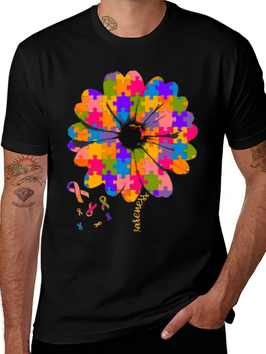 Autism Awareness Puzzle Flower T-Shirt