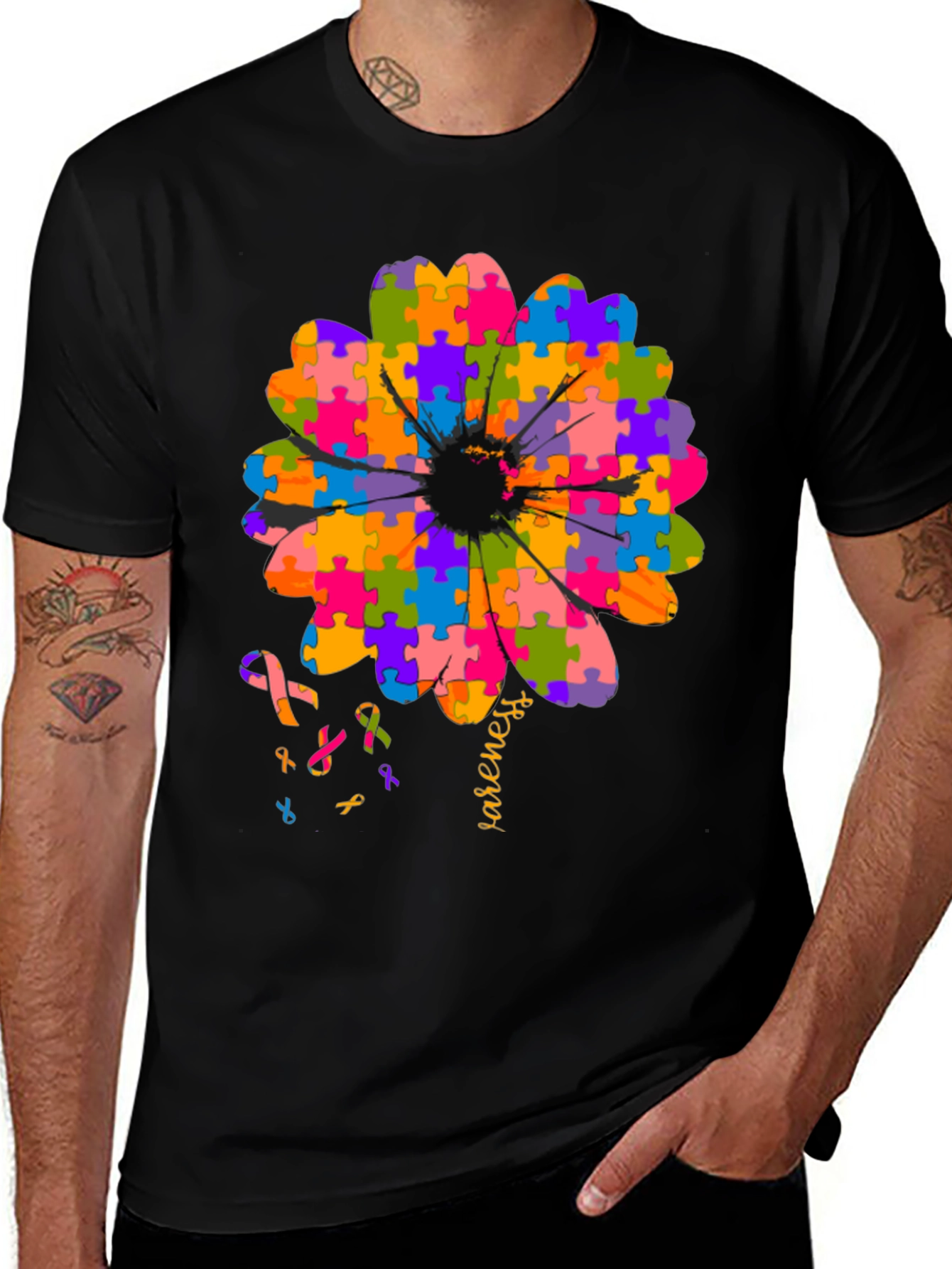 Autism Awareness Puzzle Flower T-Shirt
