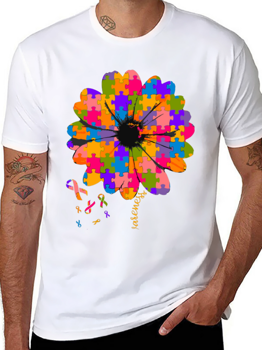 Autism Awareness Puzzle Flower T-Shirt