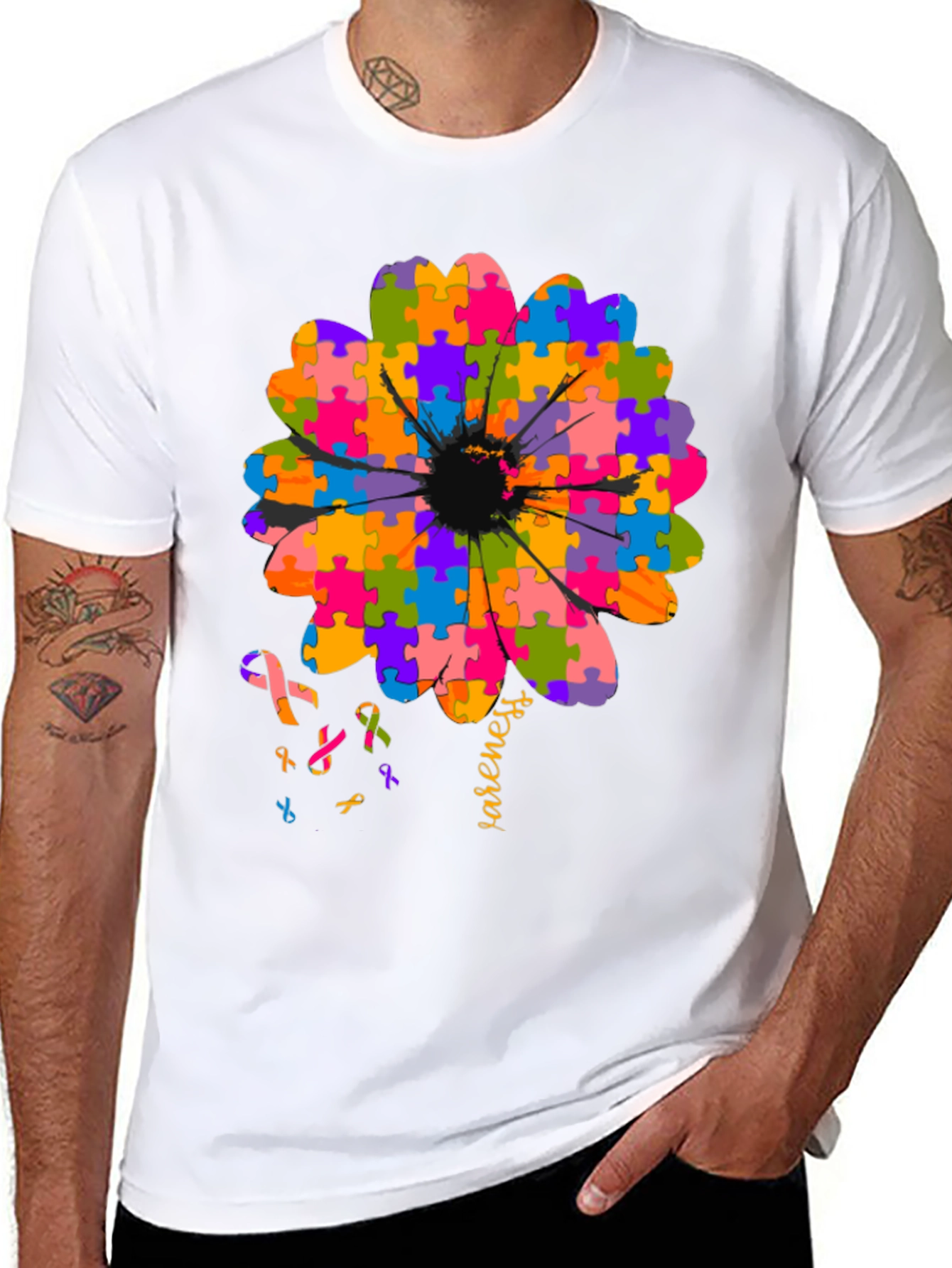 Autism Awareness Puzzle Flower T-Shirt