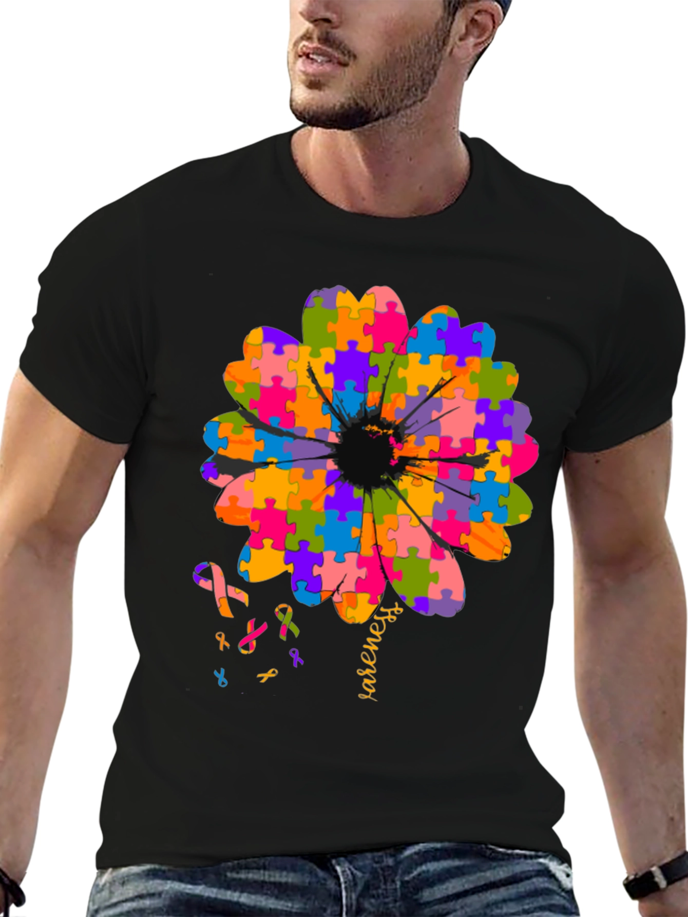Autism Awareness Puzzle Flower T-Shirt