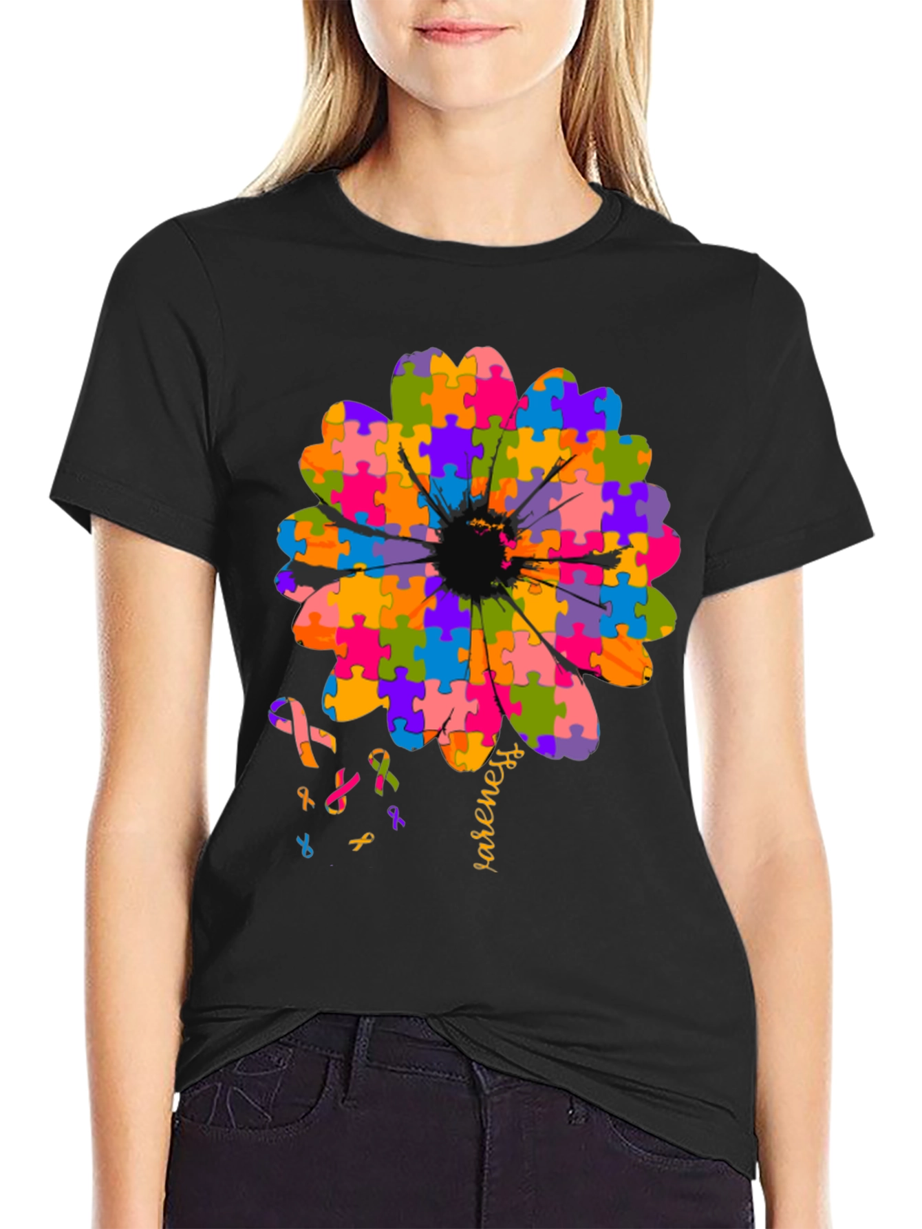 Autism Awareness Puzzle Flower T-Shirt