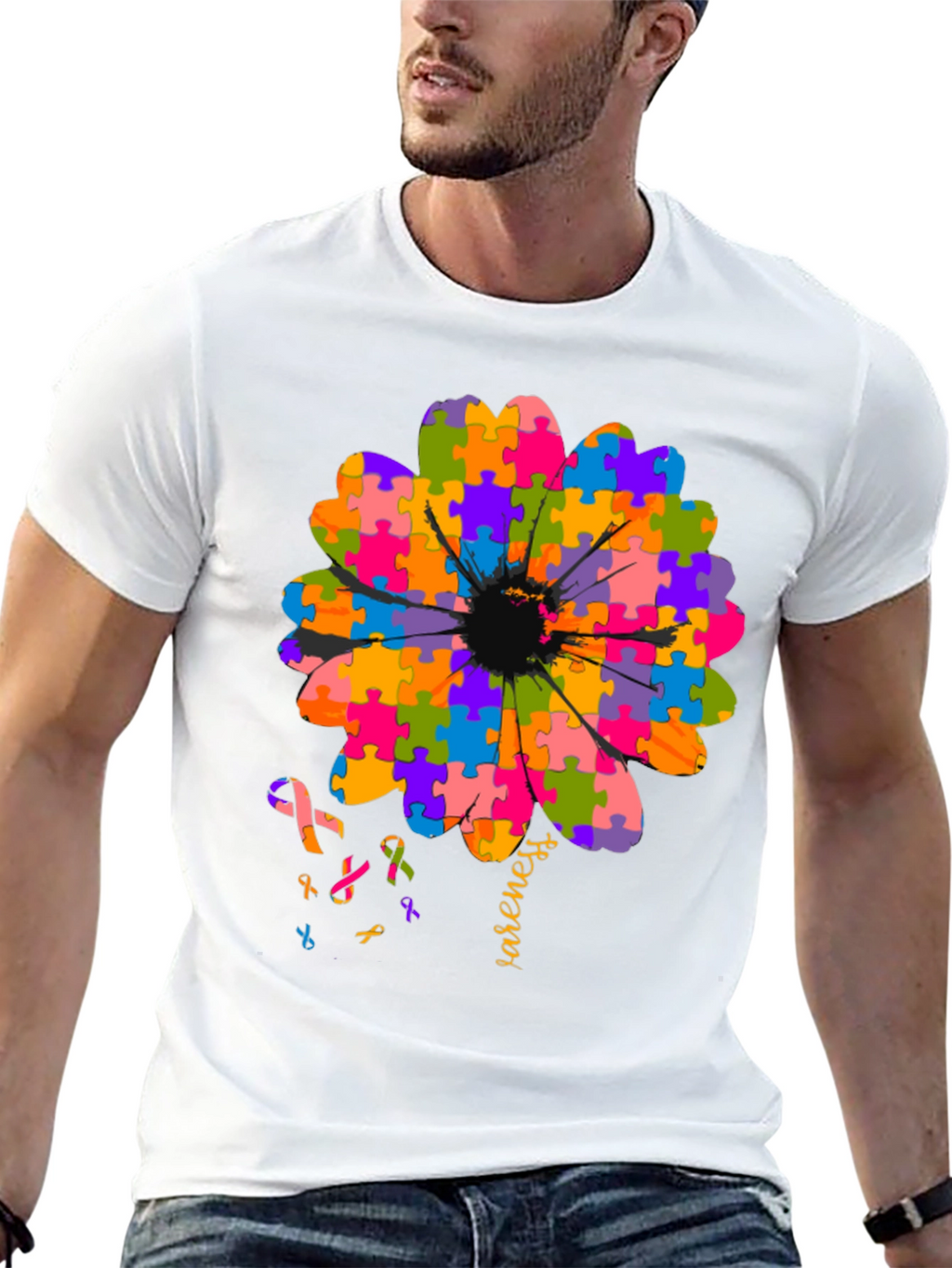 Autism Awareness Puzzle Flower T-Shirt