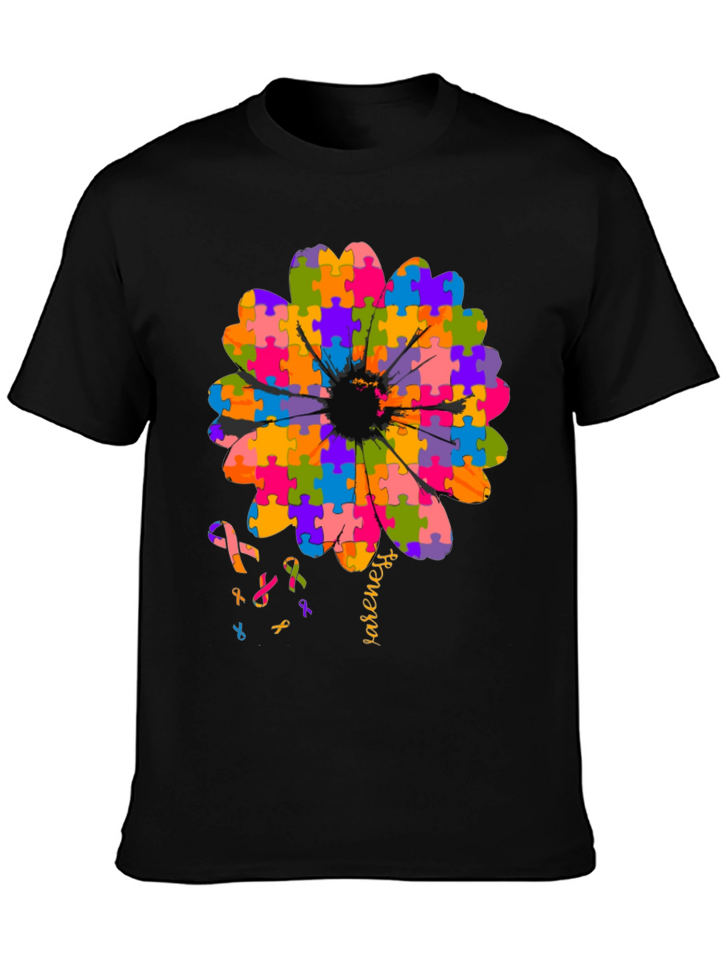 Autism Awareness Puzzle Flower T-Shirt
