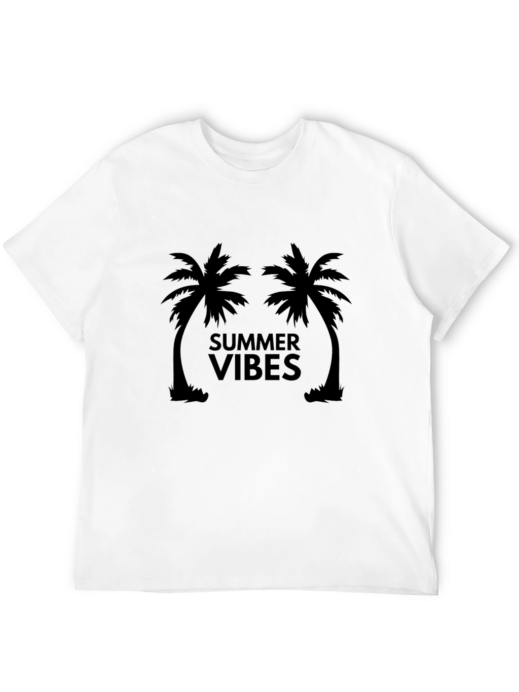 Summer Vibes Palm Tree Graphic Tee - Black