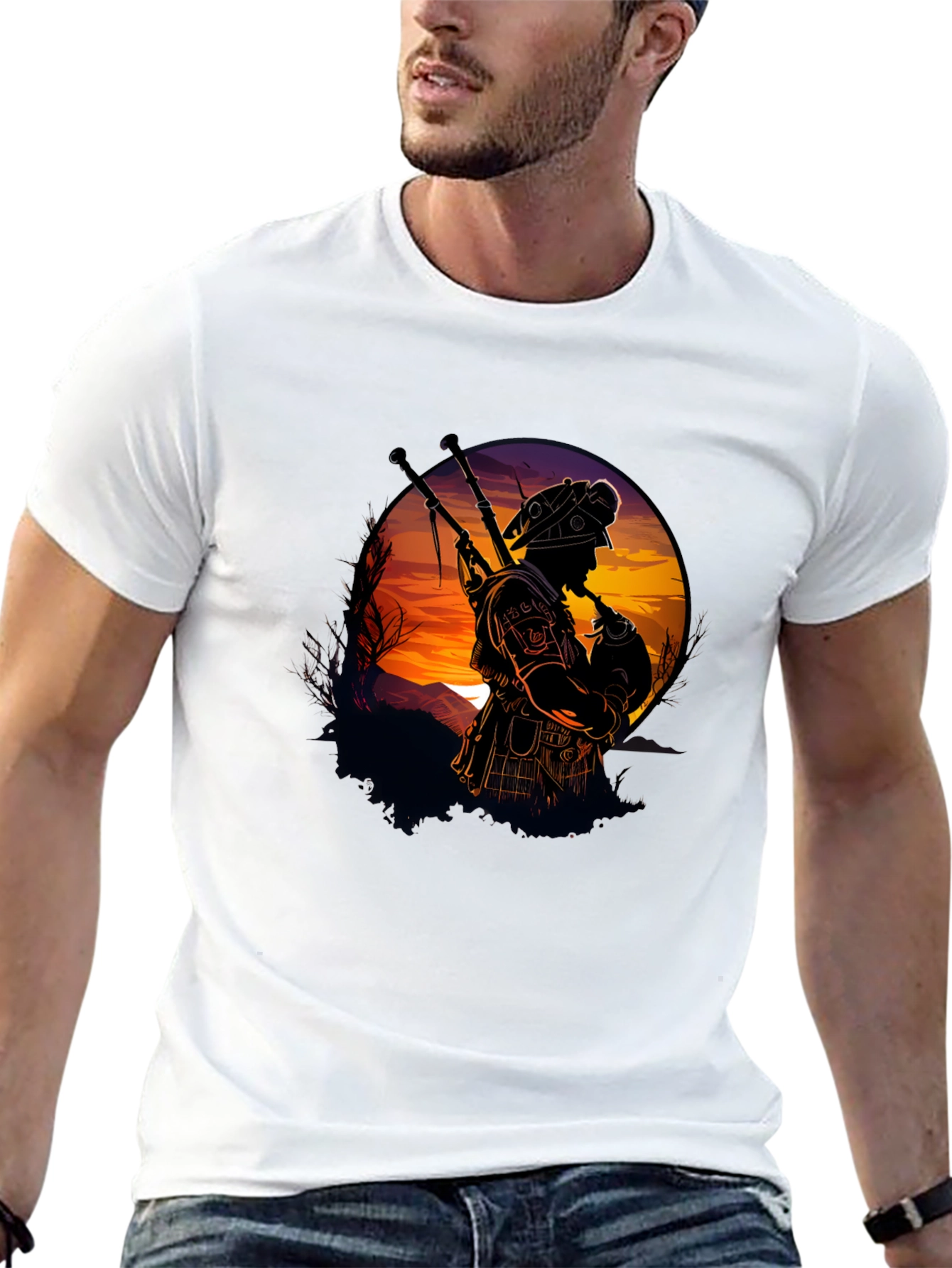 Bagpiper Silhouette Graphic Tee - Black