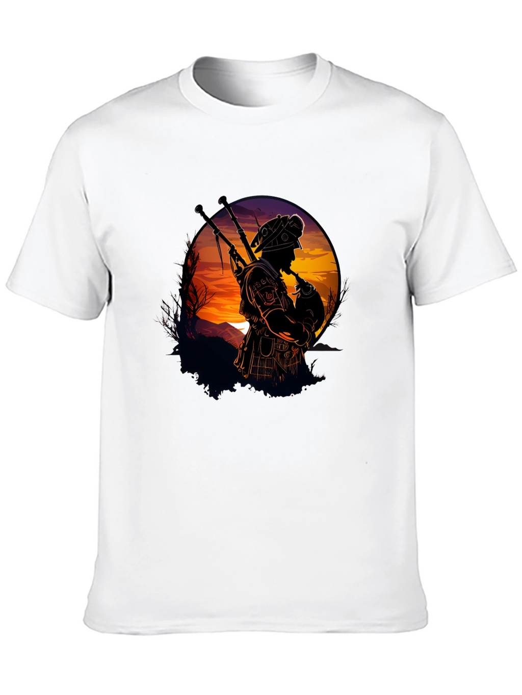 Bagpiper Silhouette Graphic Tee - Black