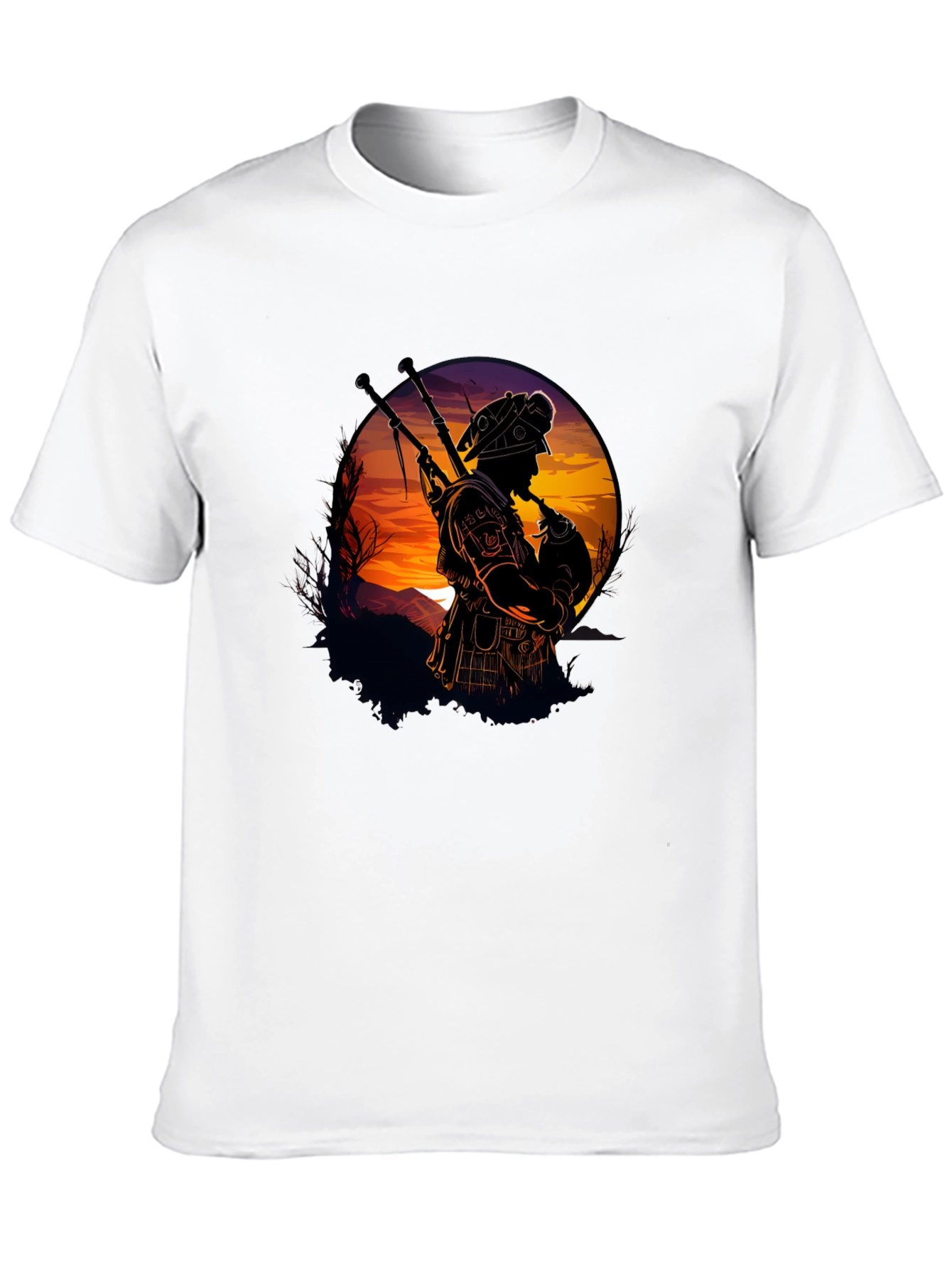 Bagpiper Silhouette Graphic Tee - Black