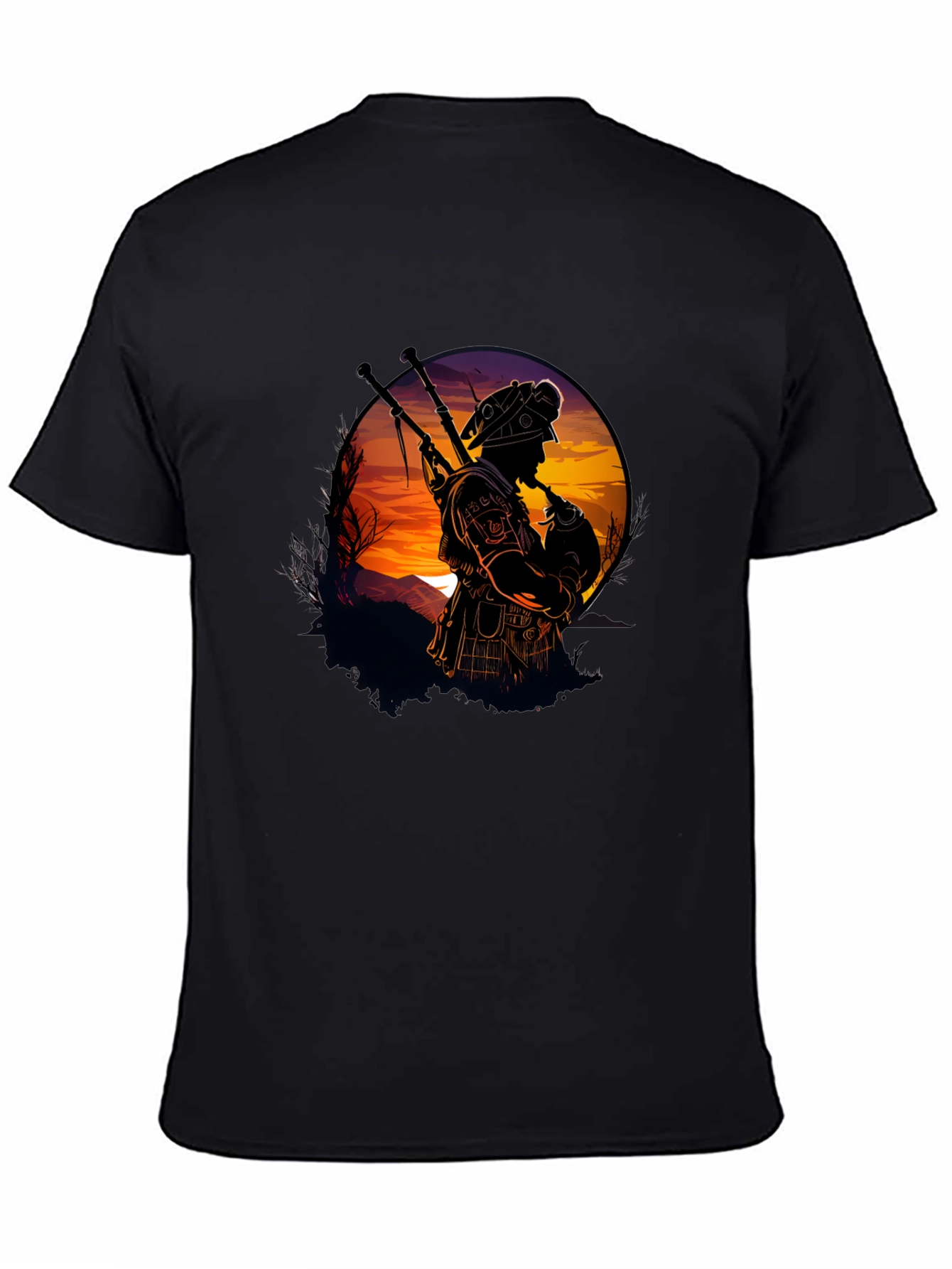 Bagpiper Silhouette Graphic Tee - Black