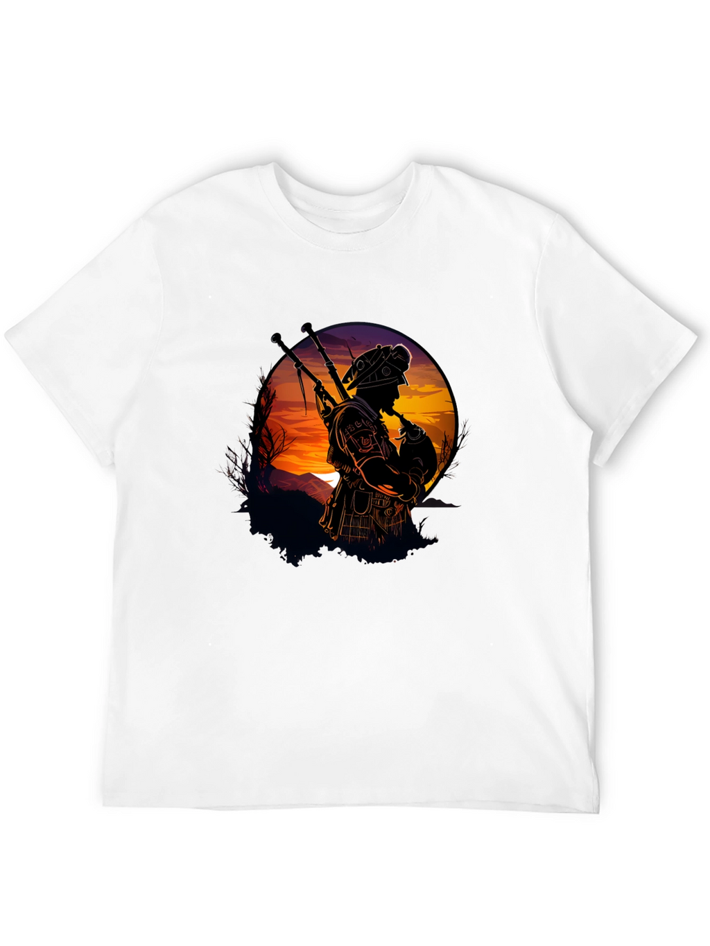 Bagpiper Silhouette Graphic Tee - Black