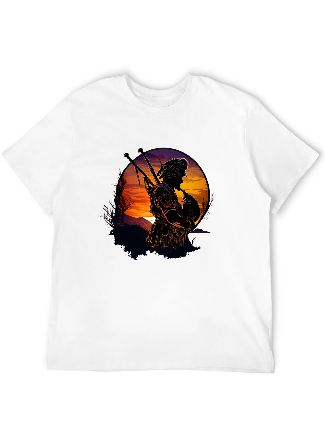 Bagpiper Silhouette Graphic Tee - Black