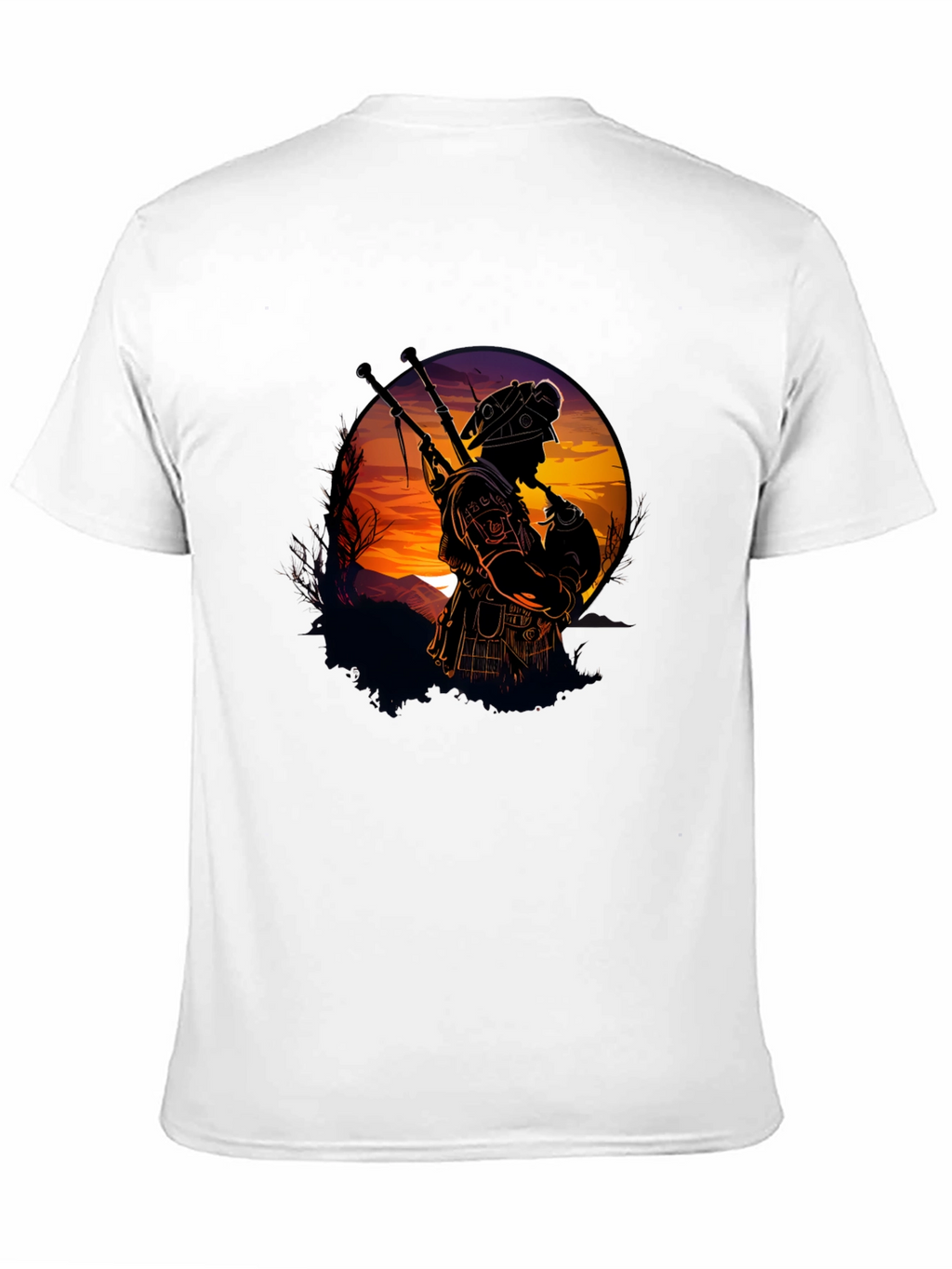 Bagpiper Silhouette Graphic Tee - Black