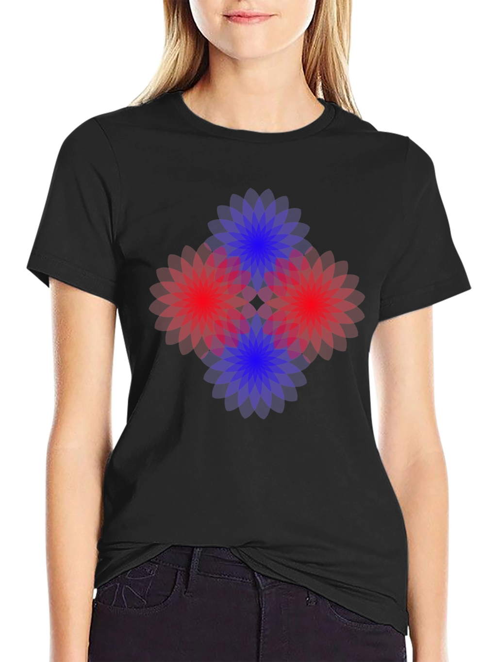 Abstract Floral Graphic Black T-Shirt