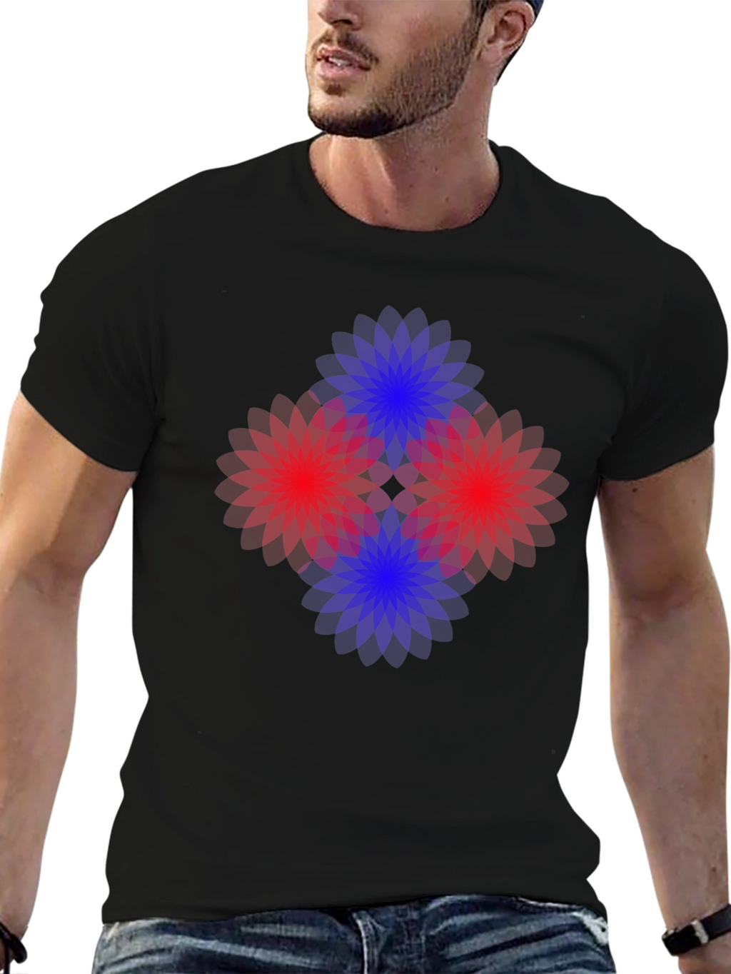 Abstract Floral Graphic Black T-Shirt
