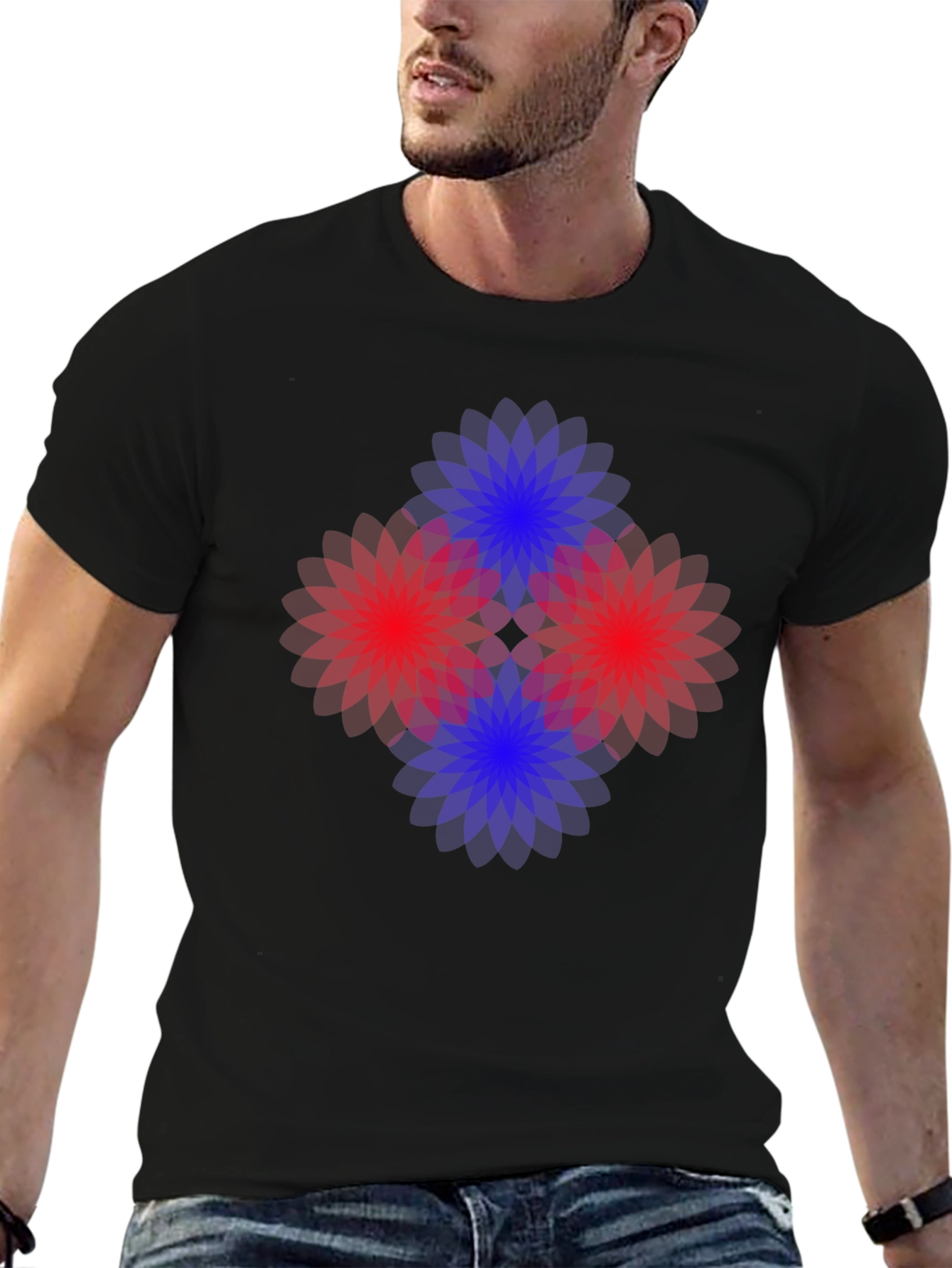 Abstract Floral Graphic Black T-Shirt