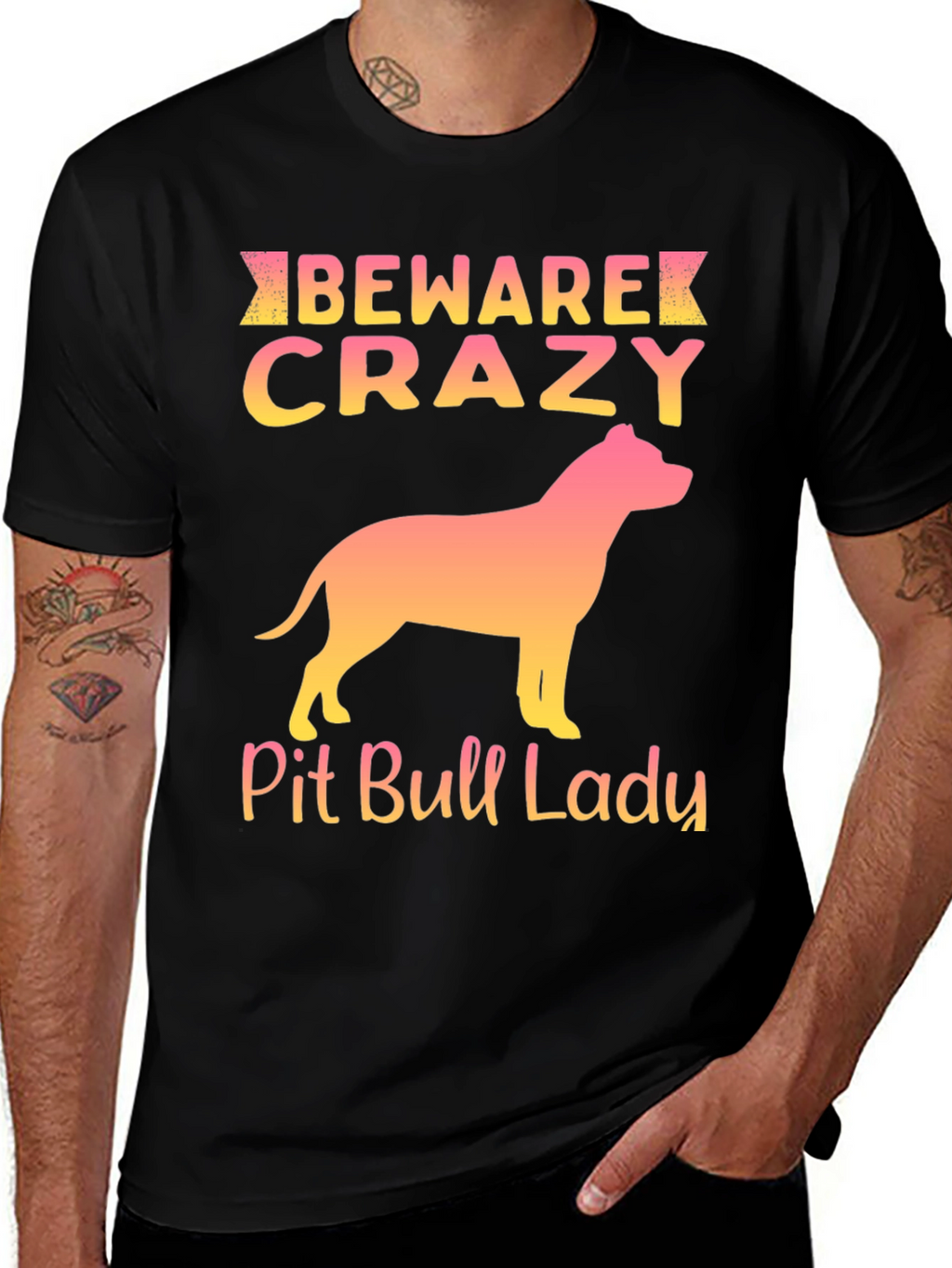 Beware Crazy Pit Bull Lady Graphic Tee