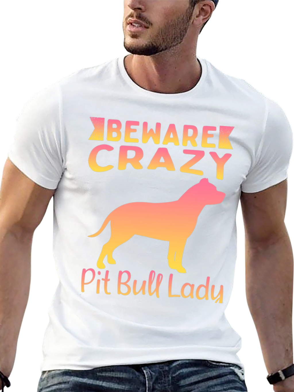 Beware Crazy Pit Bull Lady Graphic Tee