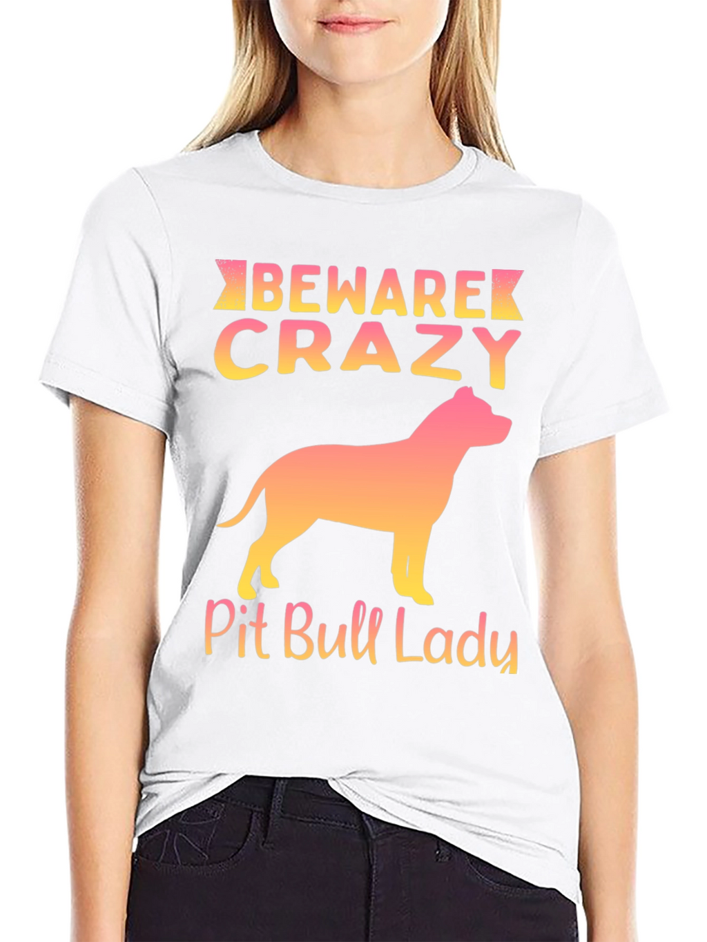 Beware Crazy Pit Bull Lady Graphic Tee