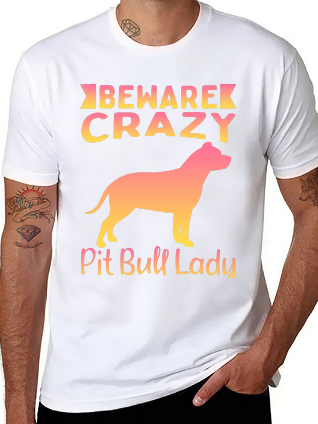 Beware Crazy Pit Bull Lady Graphic Tee