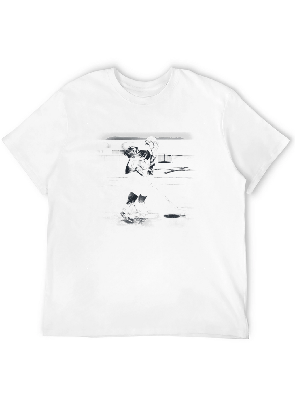 Mens Black Graphic Print Hockey T-Shirt