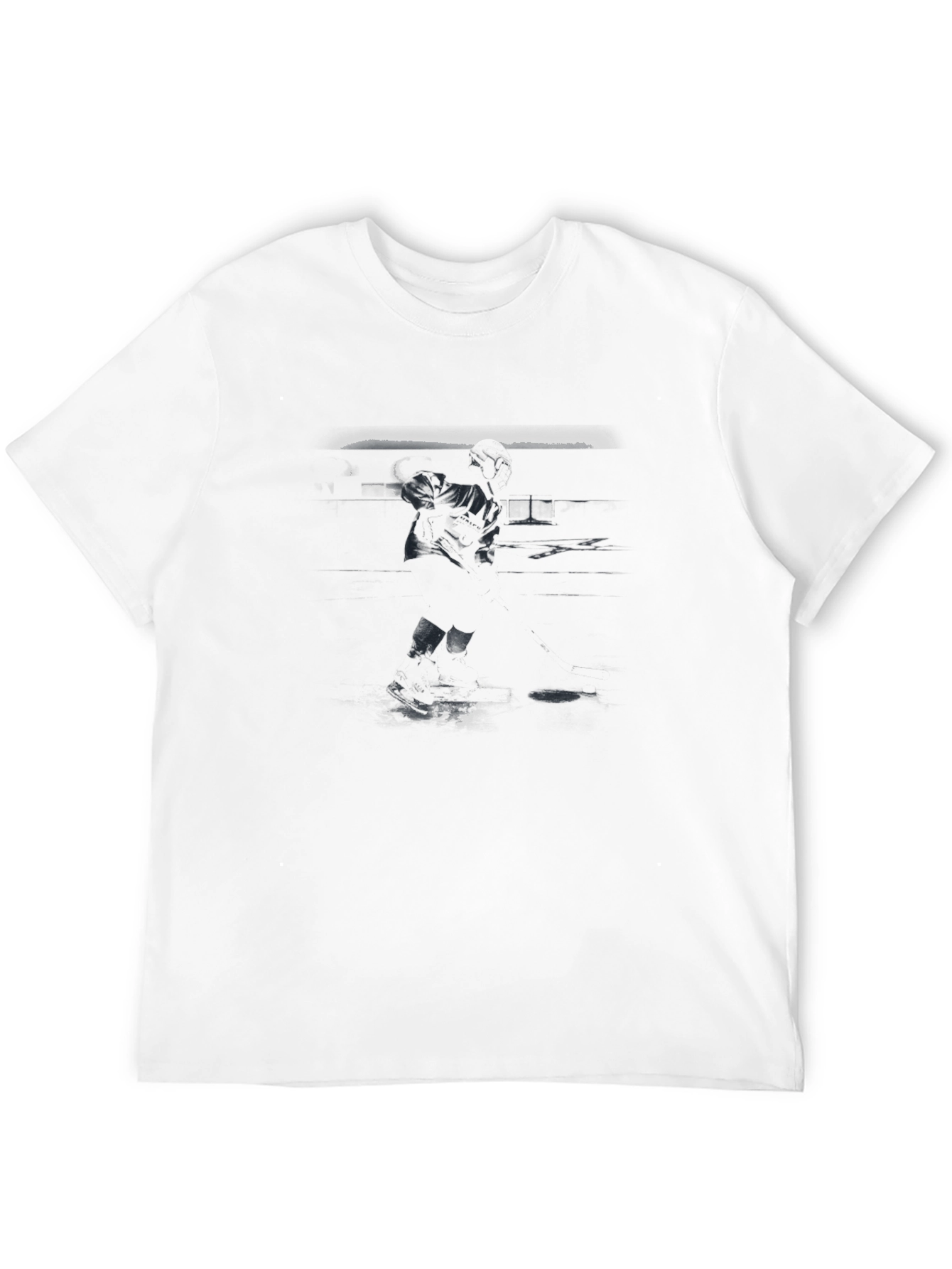 Mens Black Graphic Print Hockey T-Shirt