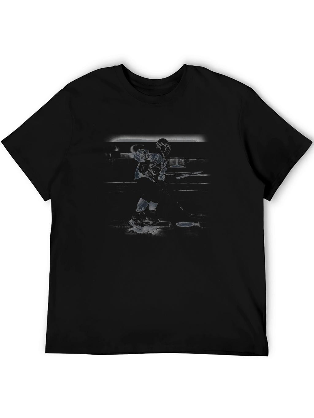 Mens Black Graphic Print Hockey T-Shirt