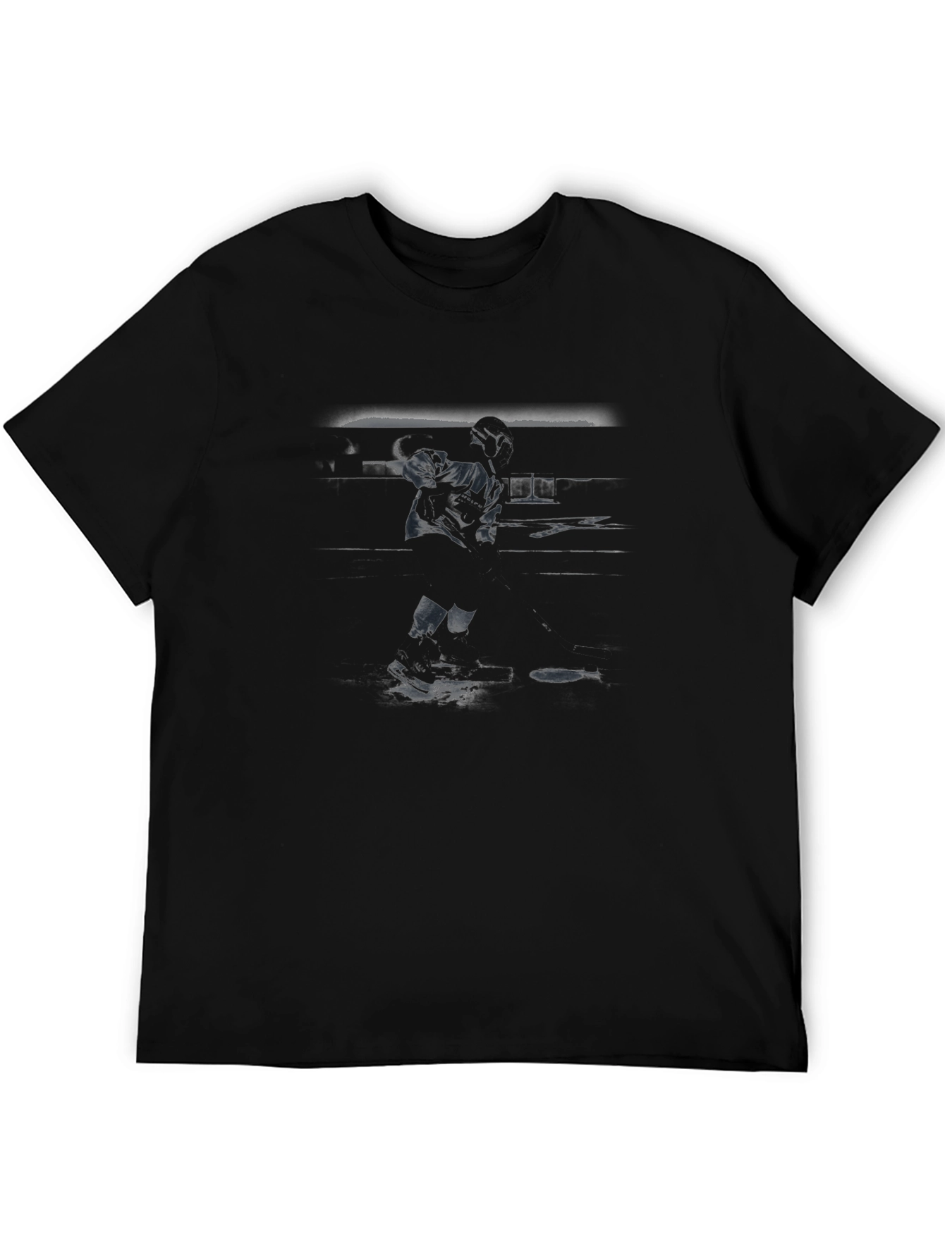 Mens Black Graphic Print Hockey T-Shirt