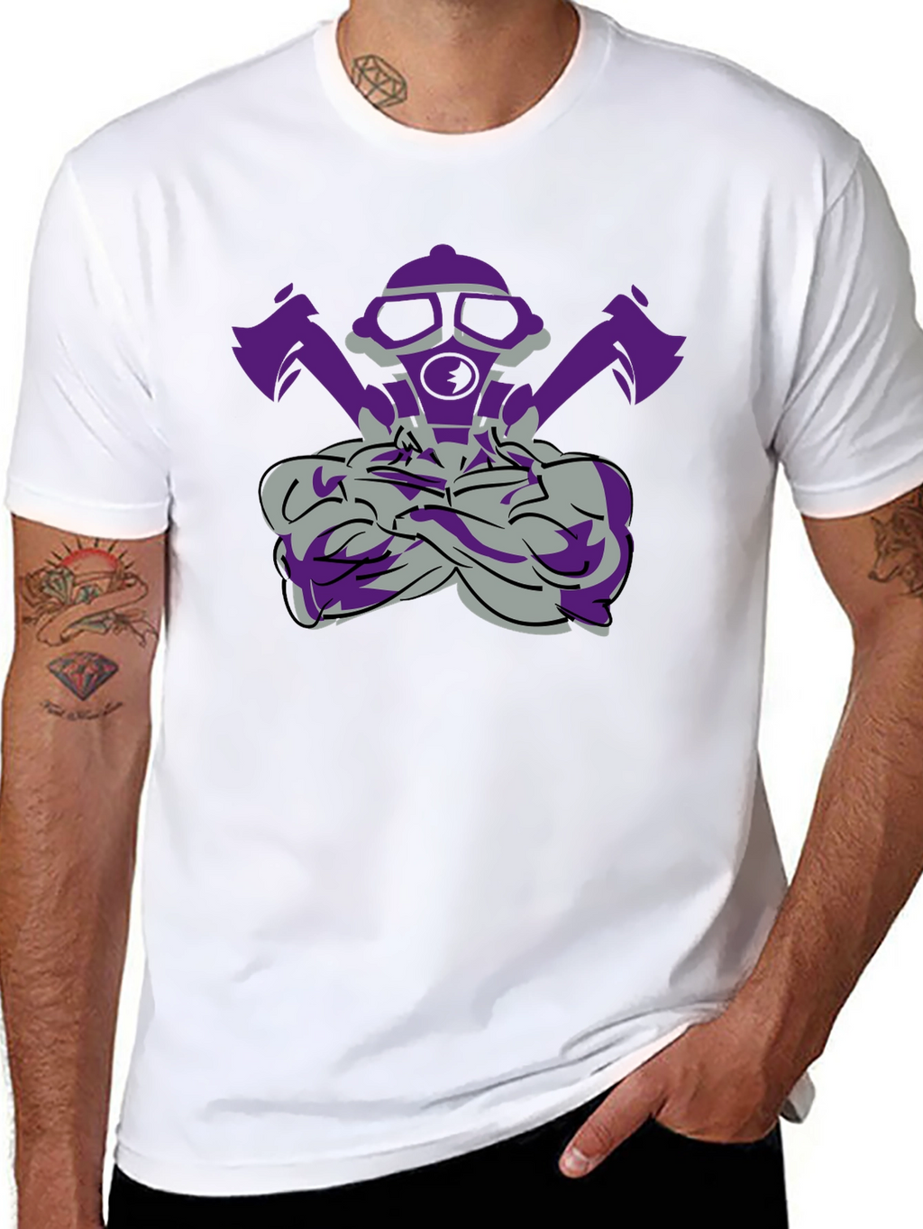 Gas Mask & Axe Graphic Tee - Black