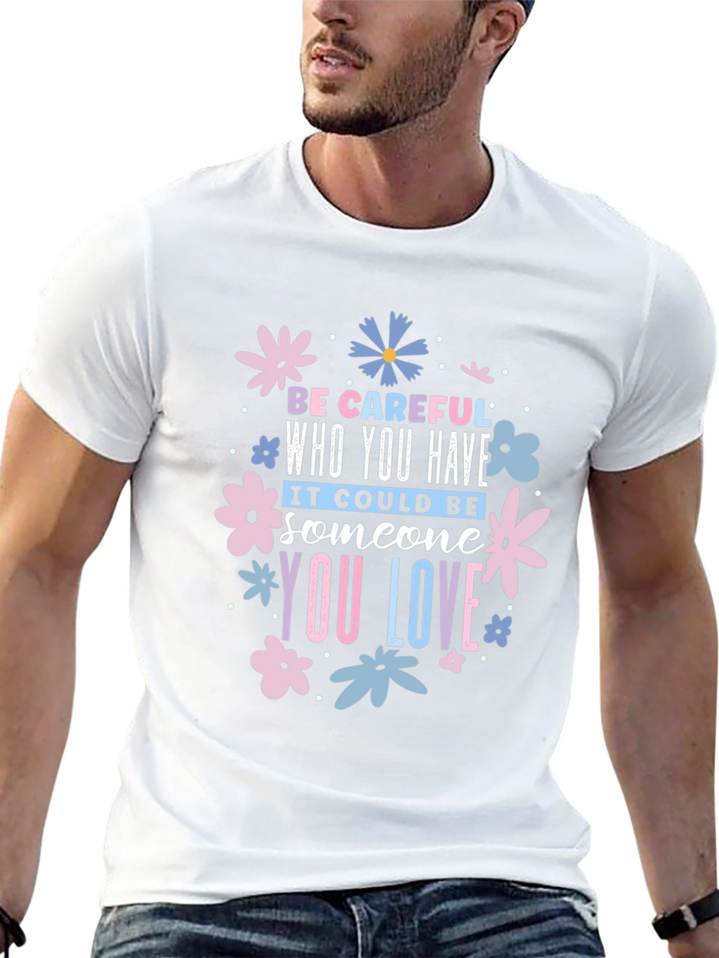 Be Careful Who You Have Floral Black T-Shirt