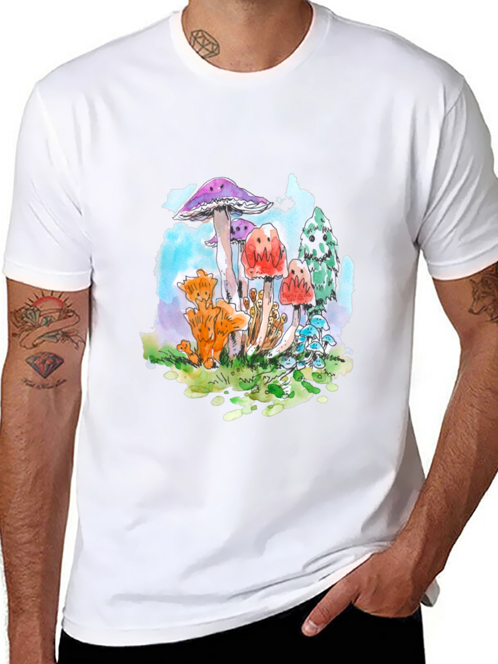 Mushroom Graphic Tee - Funky Black T-Shirt