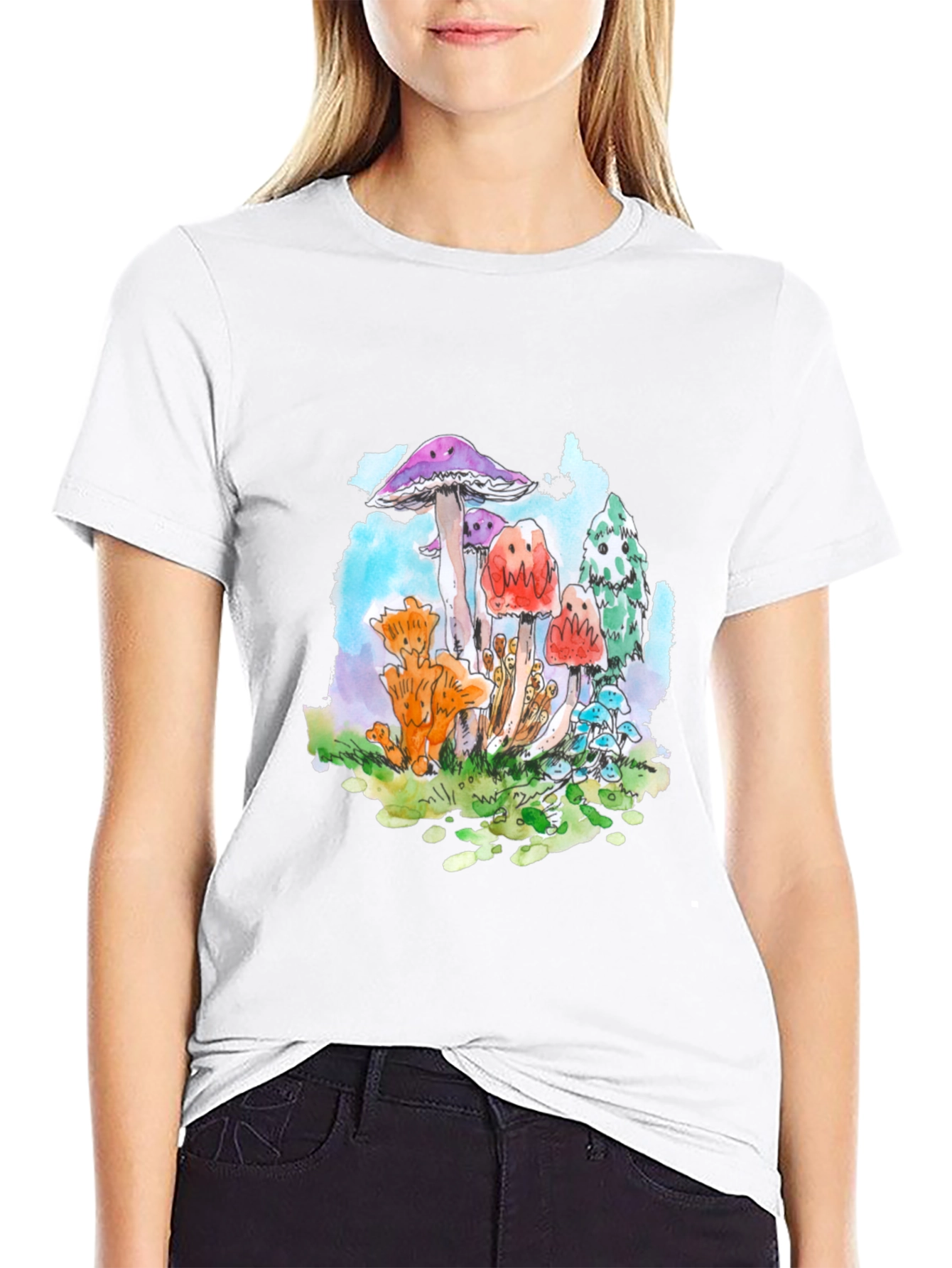 Mushroom Graphic Tee - Funky Black T-Shirt