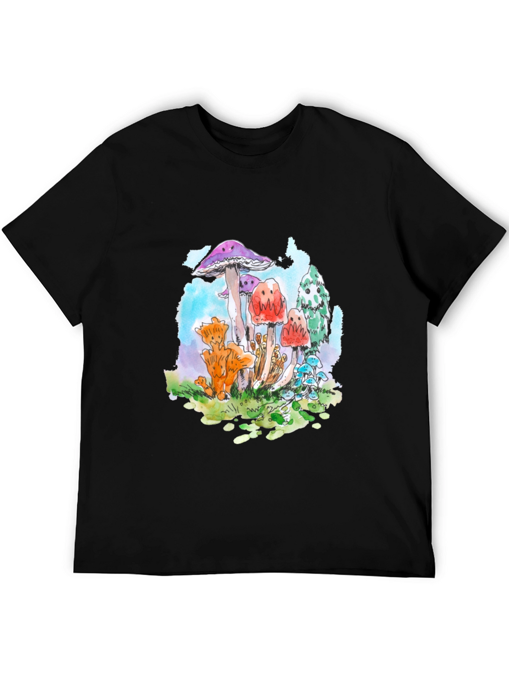 Mushroom Graphic Tee - Funky Black T-Shirt